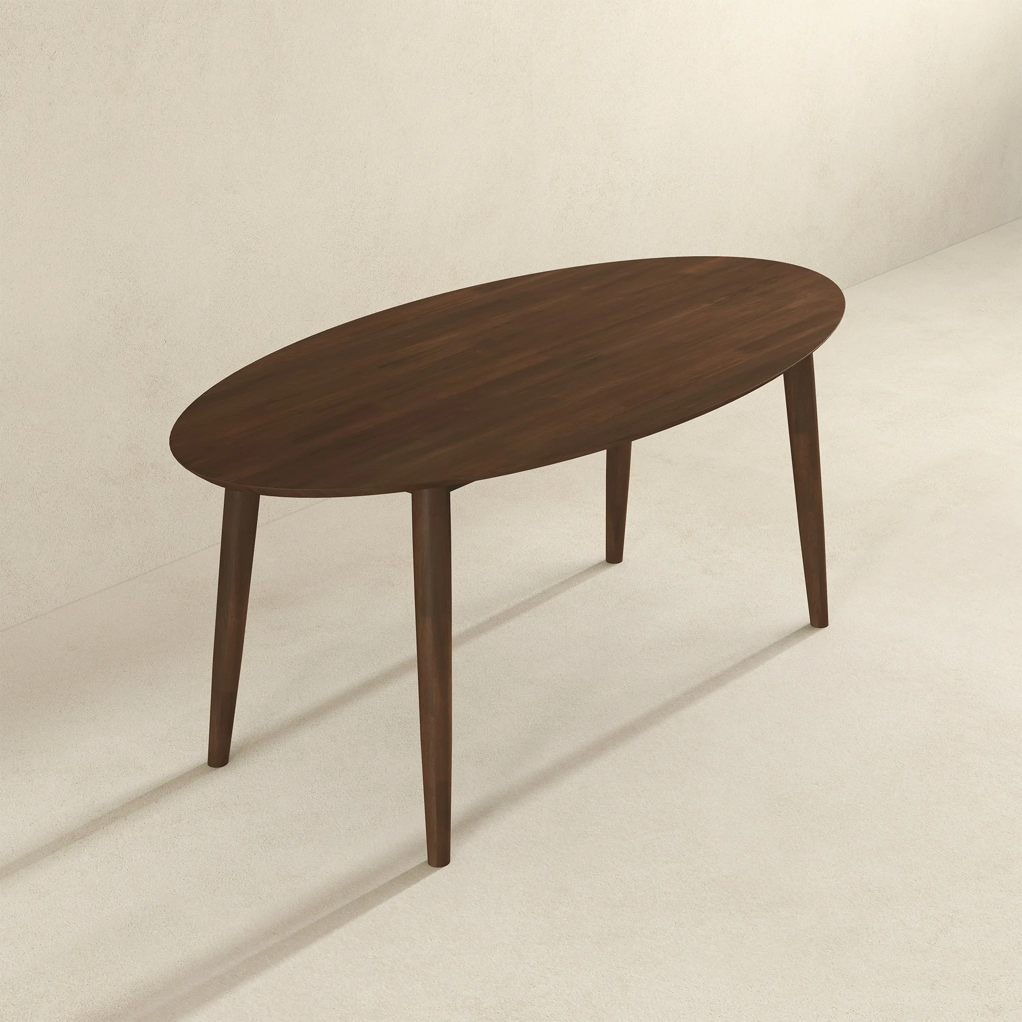 Ada Mid Century Modern Style Solid Wood Walnut Oval Dining Table - Image 3