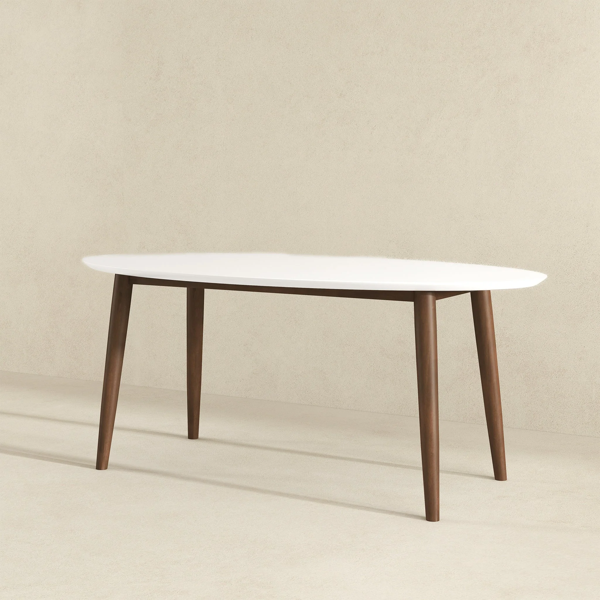 Ada Mid Century Modern Style Solid Wood White Top Oval Dining Table - Image 3