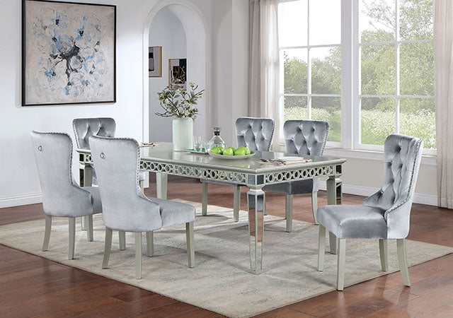 Adalia Silver/Dark Gray Wingback Chair (Set of 2) - Image 2