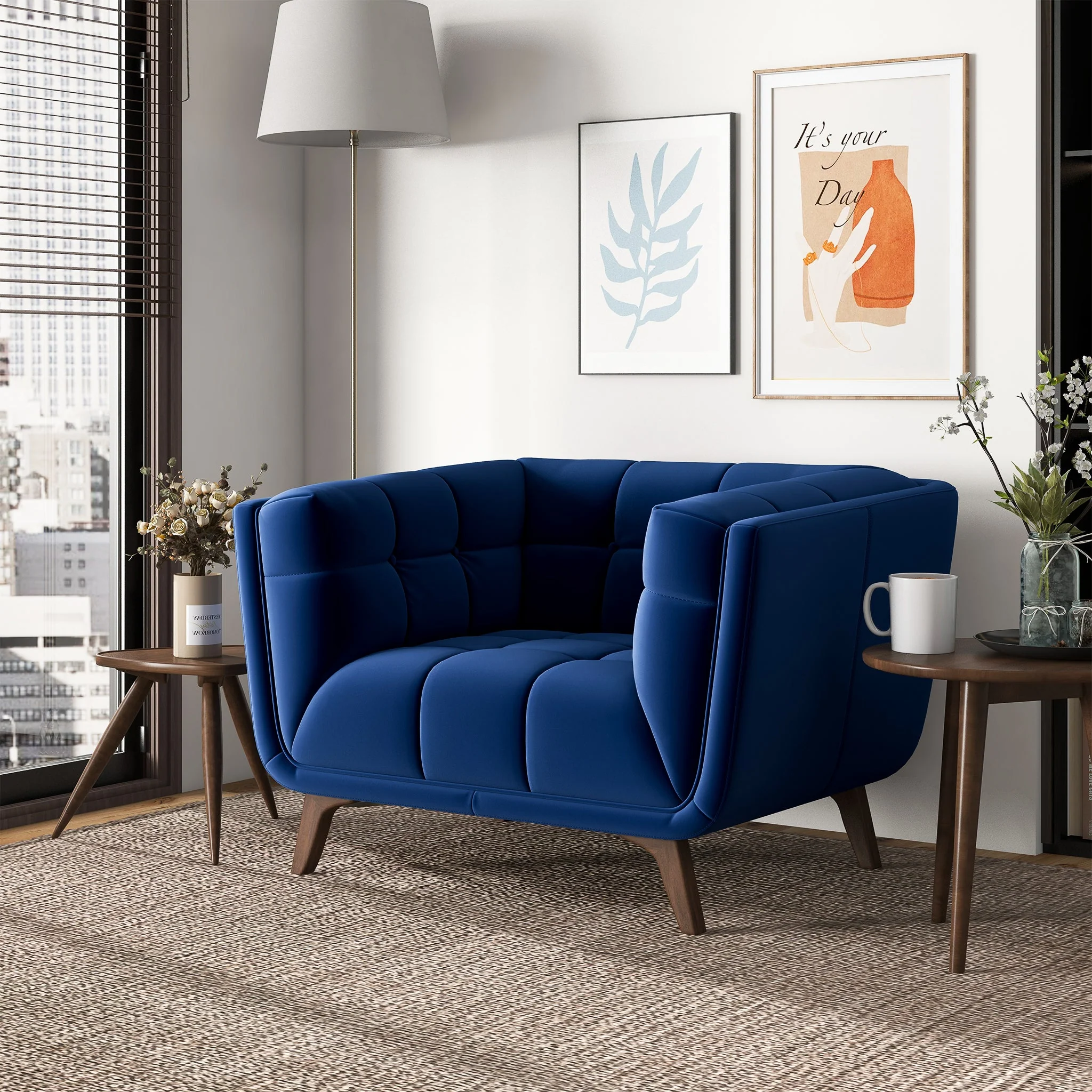 Addison Dark Blue Velvet Lounge Chair - Image 3