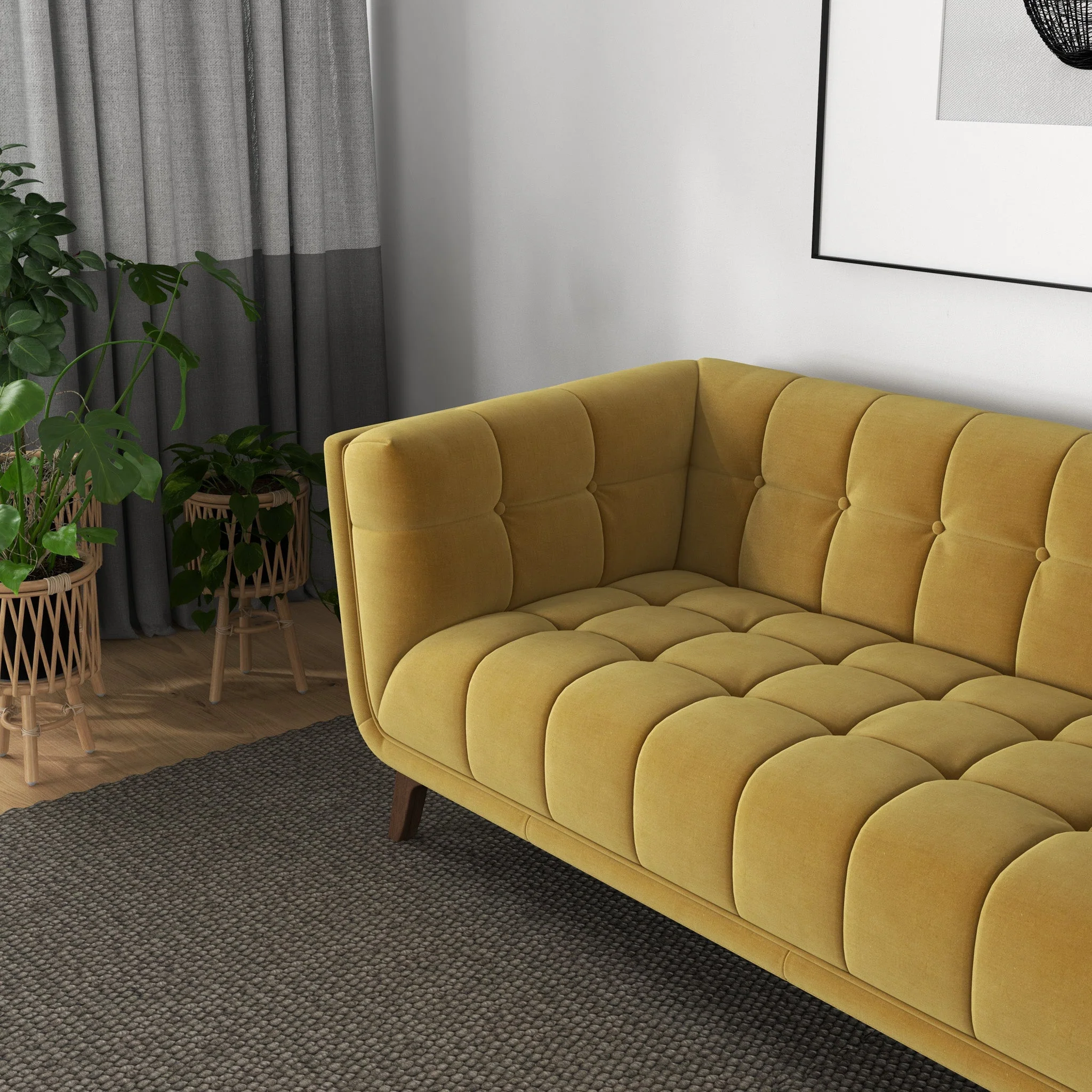 Addison Large Gold Velvet Sofa - Image 3
