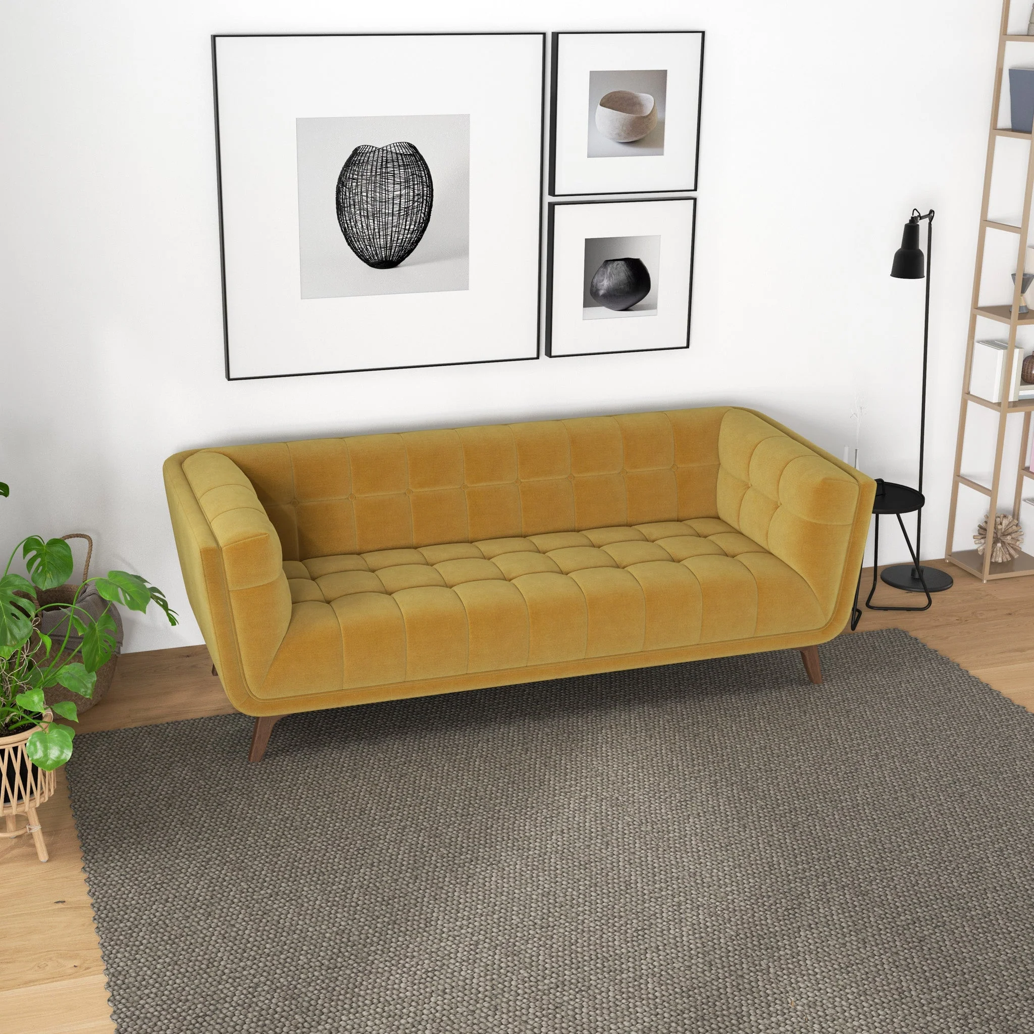 Addison Large Gold Velvet Sofa - Image 4