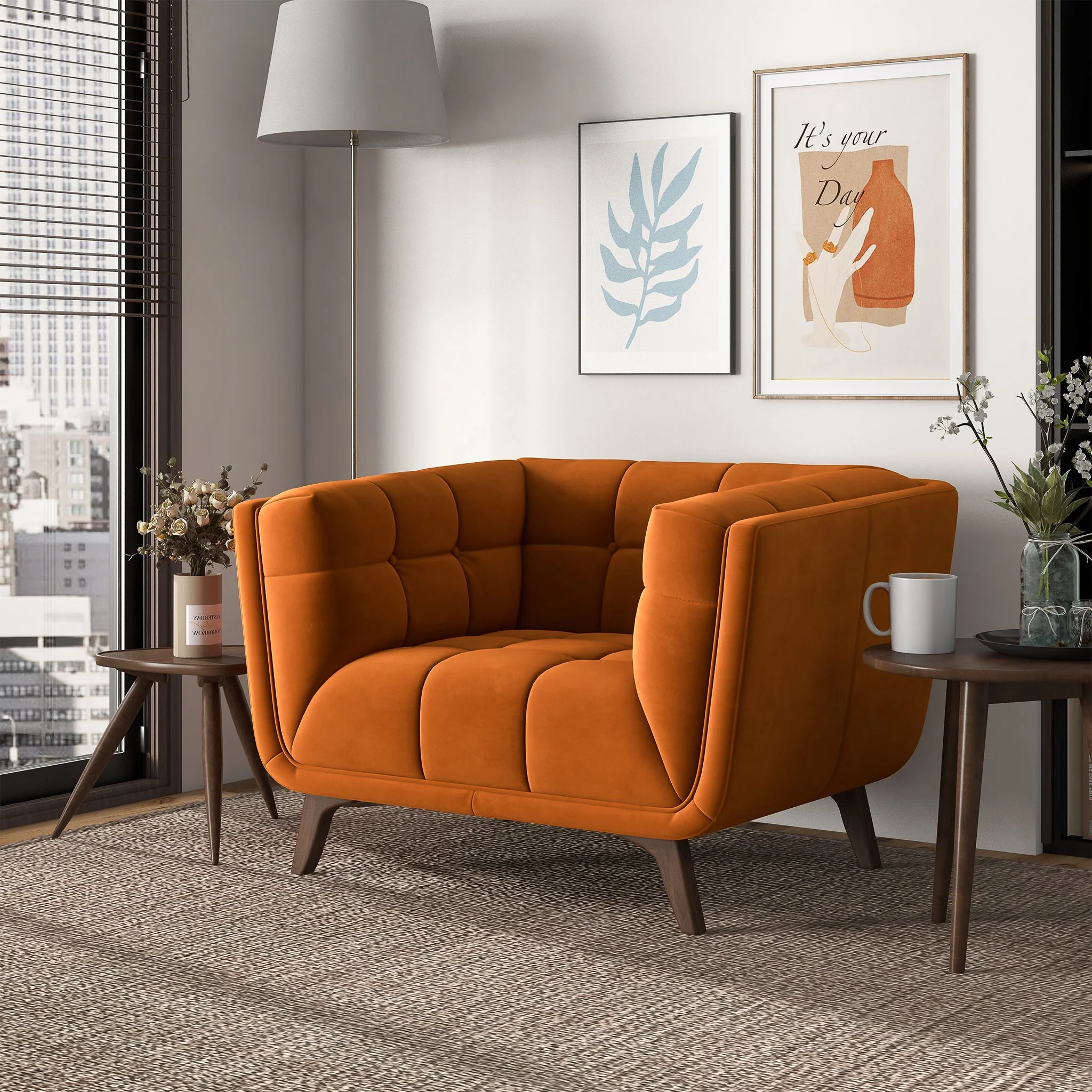 Addison Lounge Chair (Burnt Orange Velvet) - Image 2