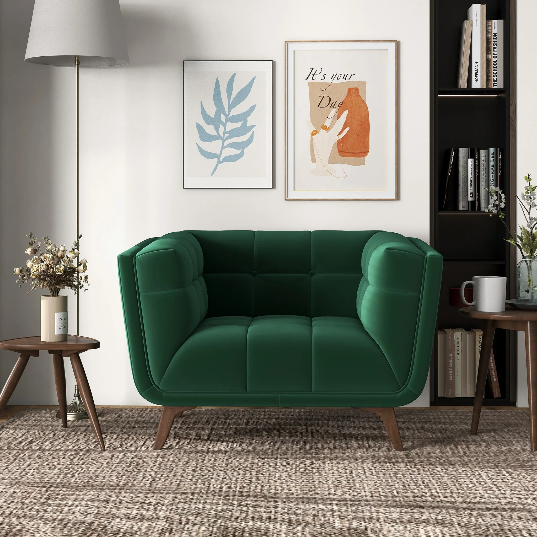 Addison Lounge Chair (Dark Green Velvet) - Image 2