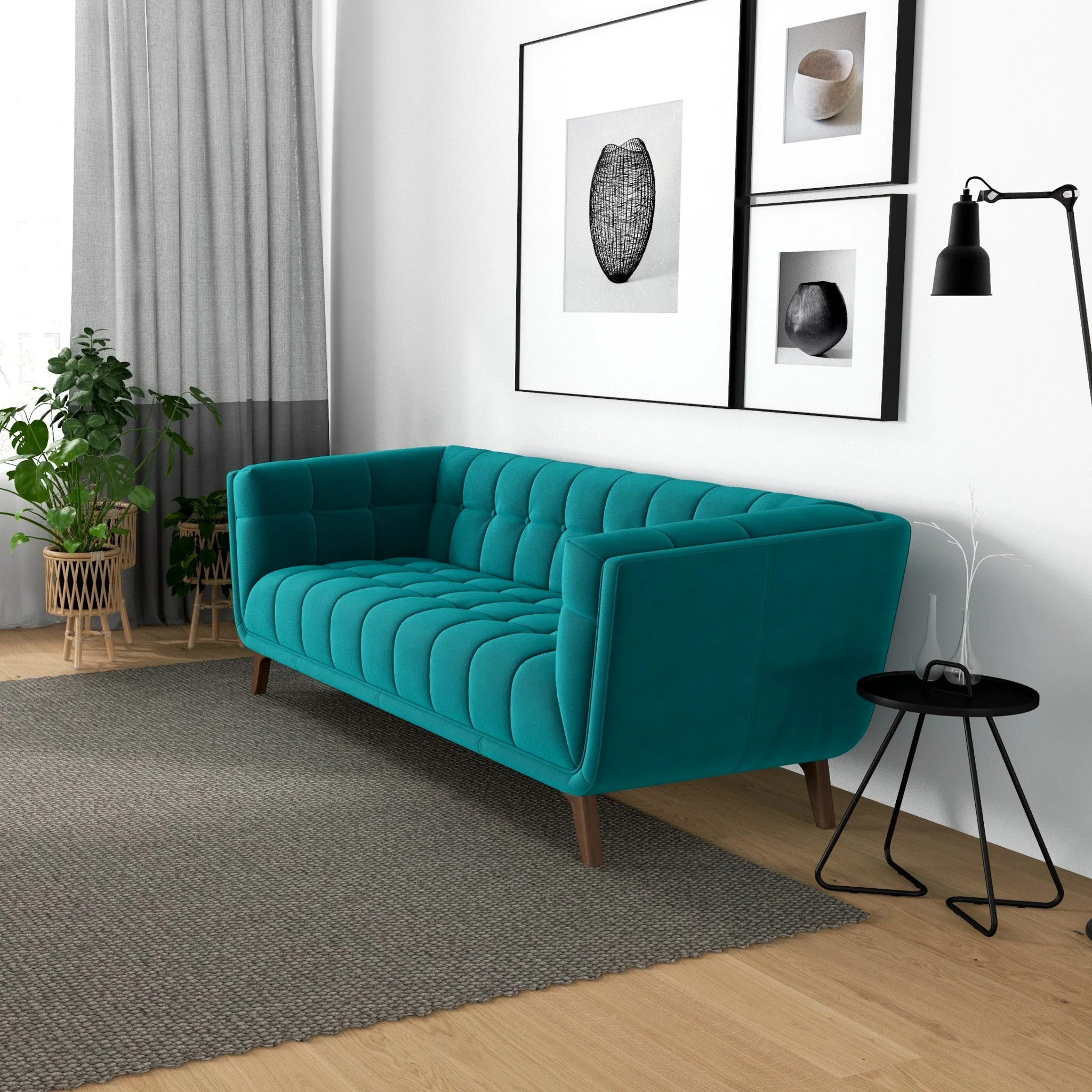 Addison Small Teal Velvet Sofa - Image 3