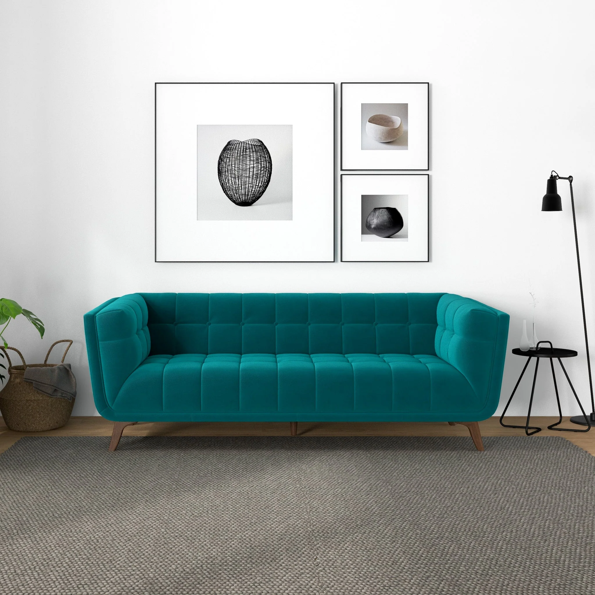 Addison Small Teal Velvet Sofa - Image 5