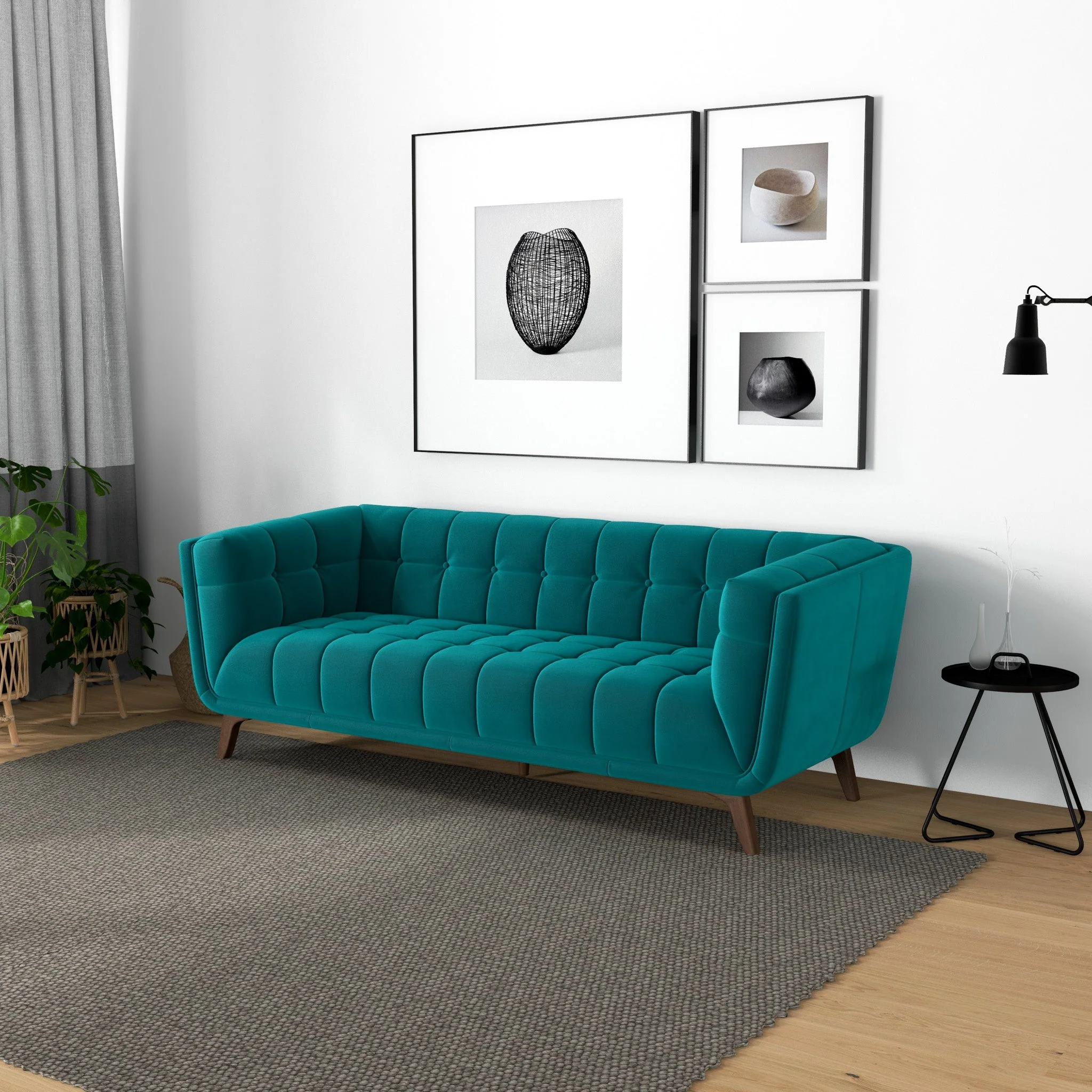 Addison Small Teal Velvet Sofa - Image 6