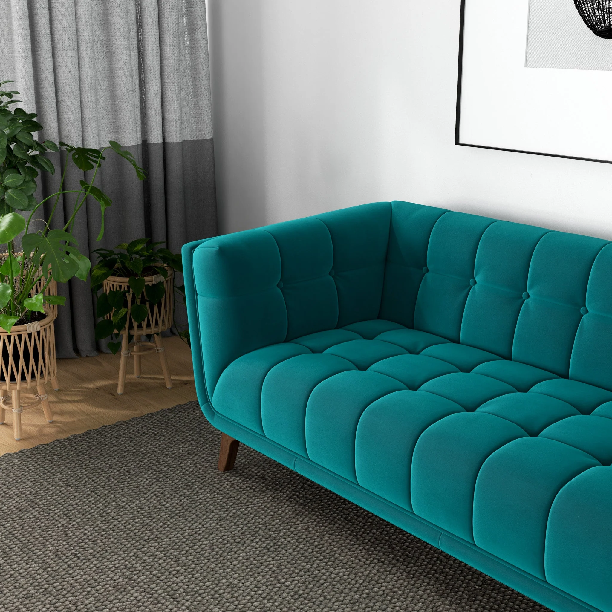 Addison Small Teal Velvet Sofa - Image 7