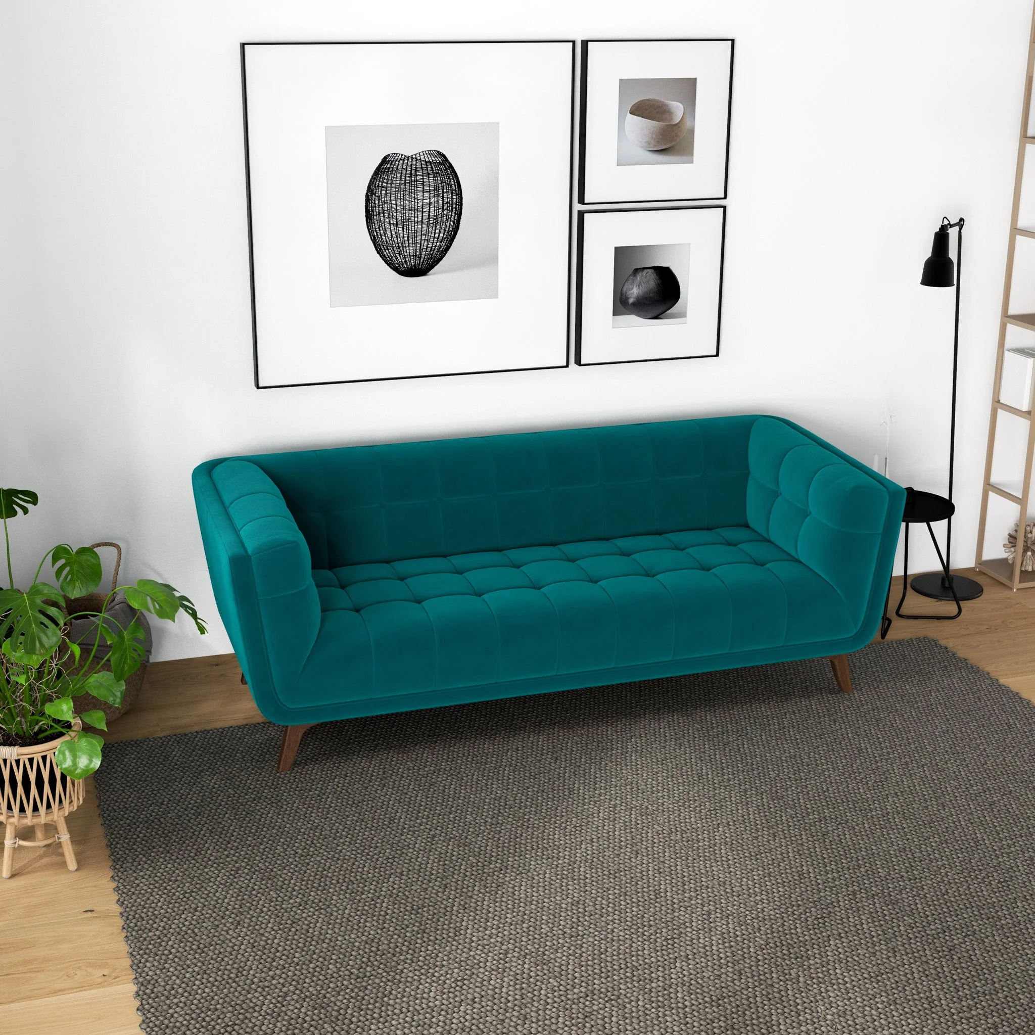 Addison Small Teal Velvet Sofa - Image 8