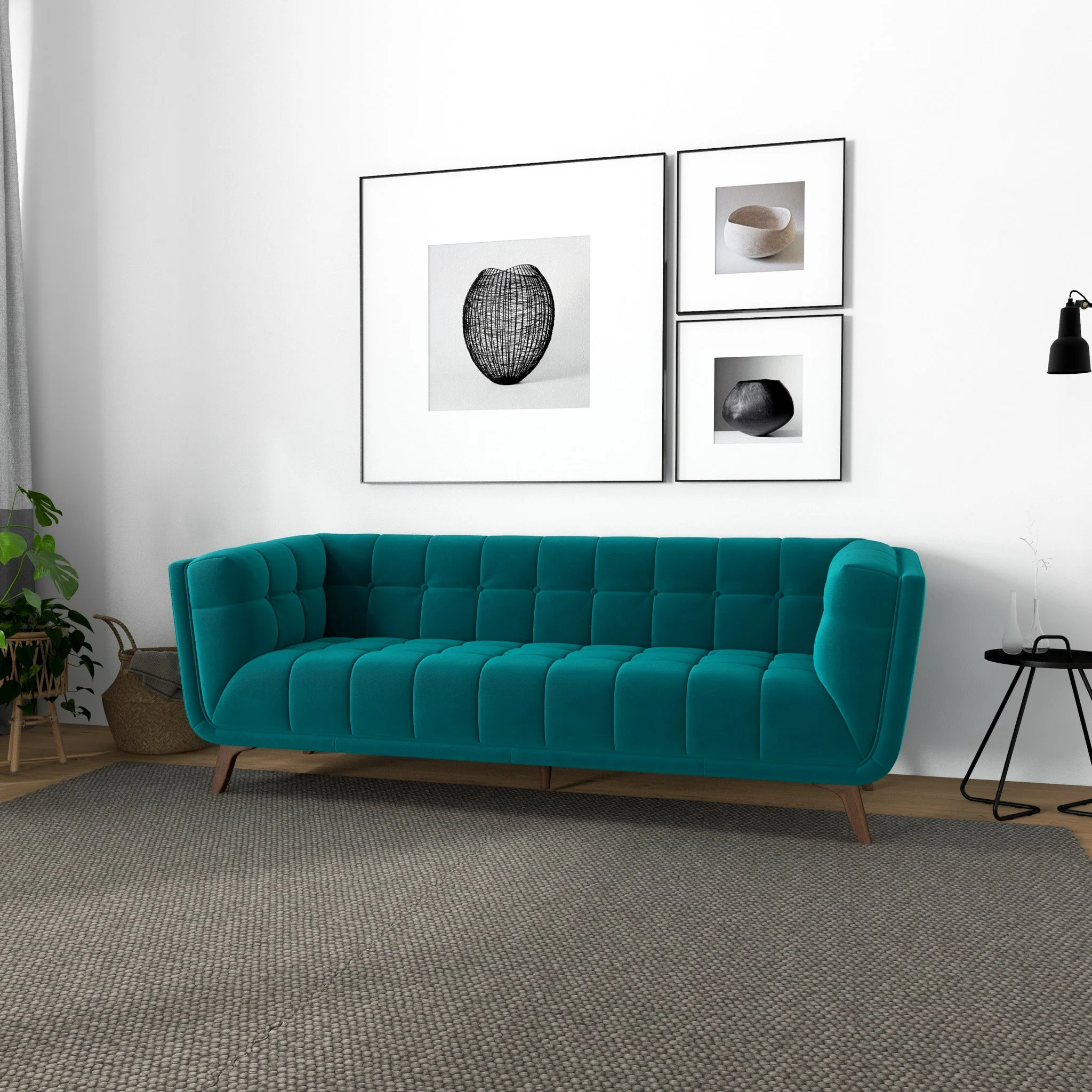 Addison Small Teal Velvet Sofa - Image 9
