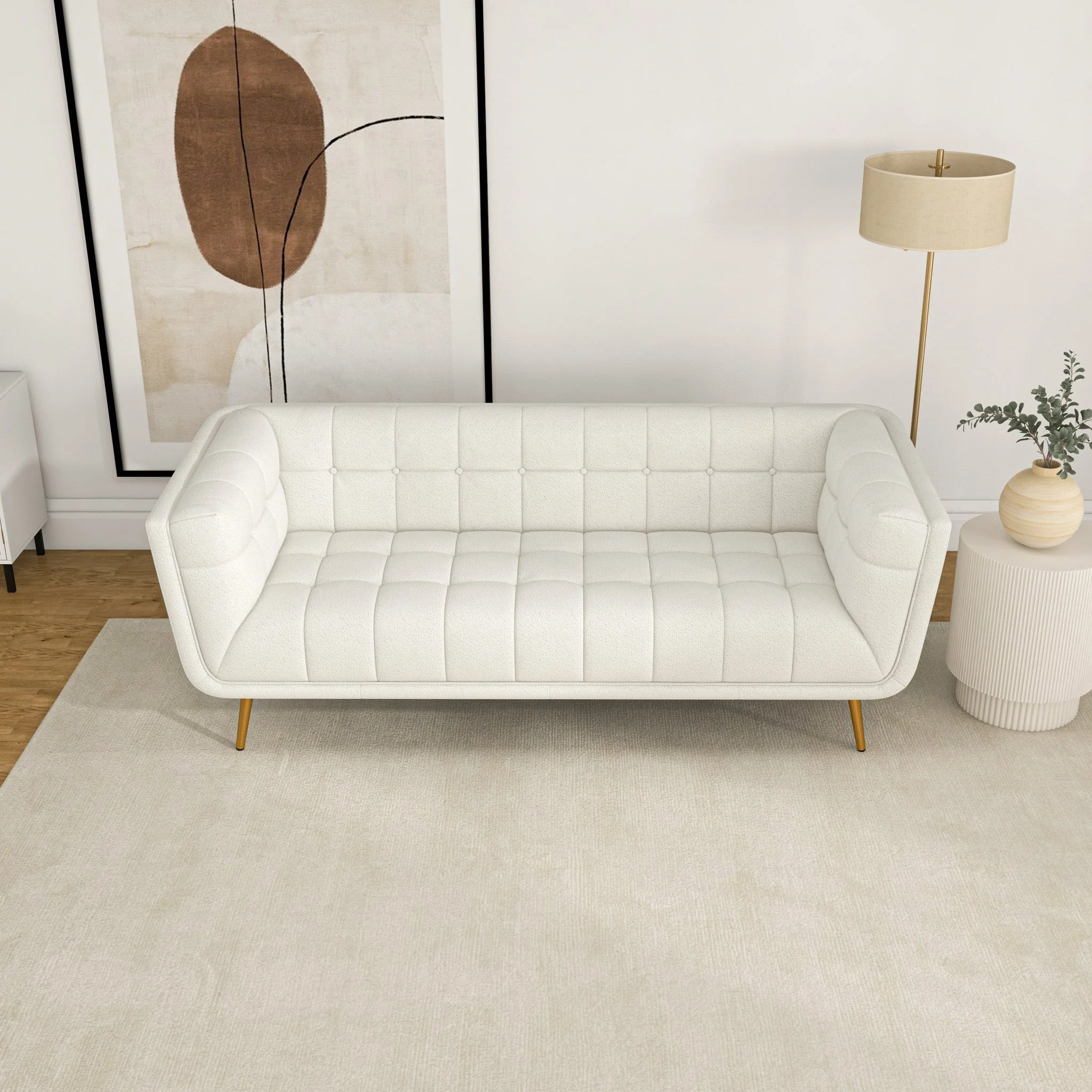 Addison Sofa (Large - Beige Boucle with Metal Feet) - Image 3