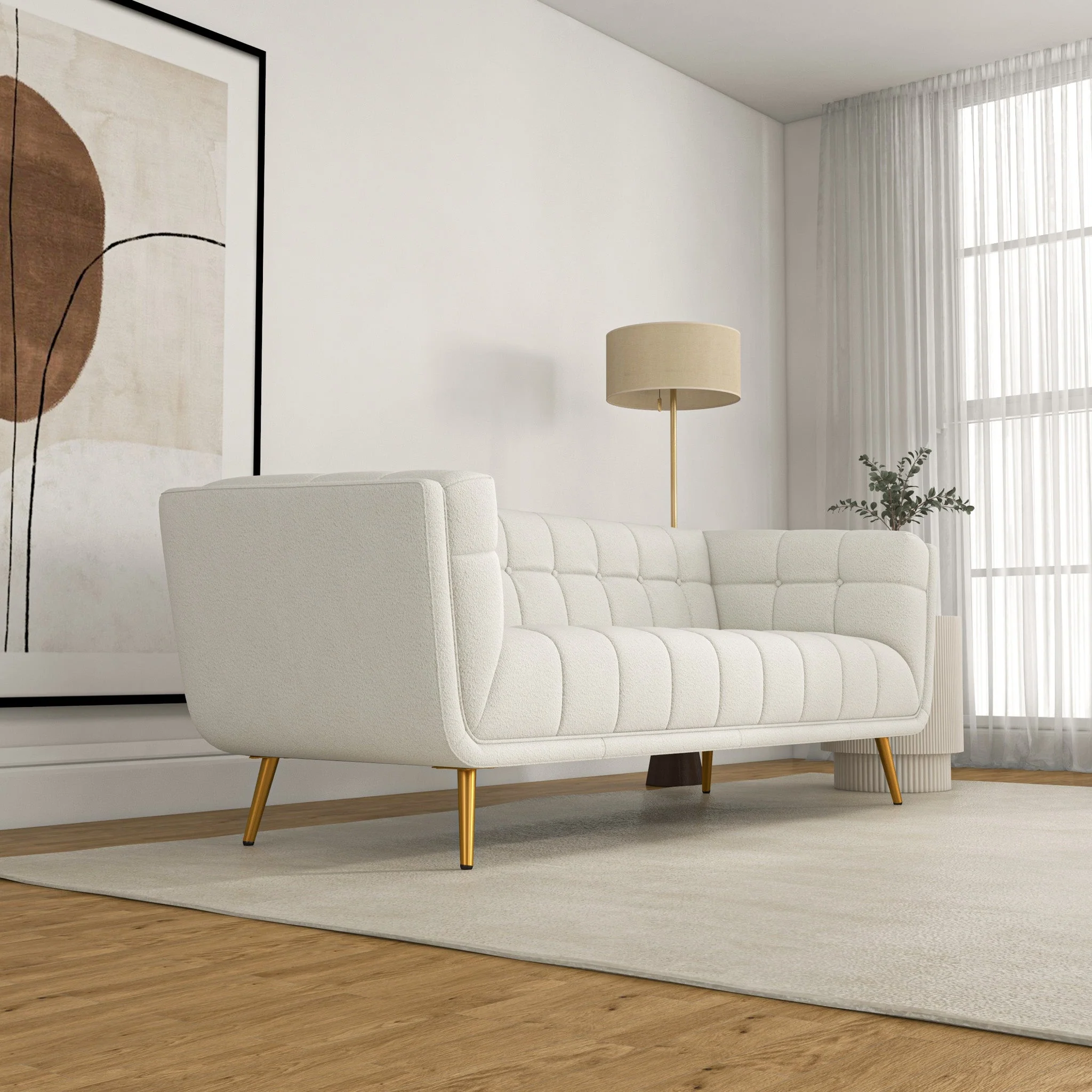 Addison Sofa (Large - Beige Boucle with Metal Feet) - Image 4