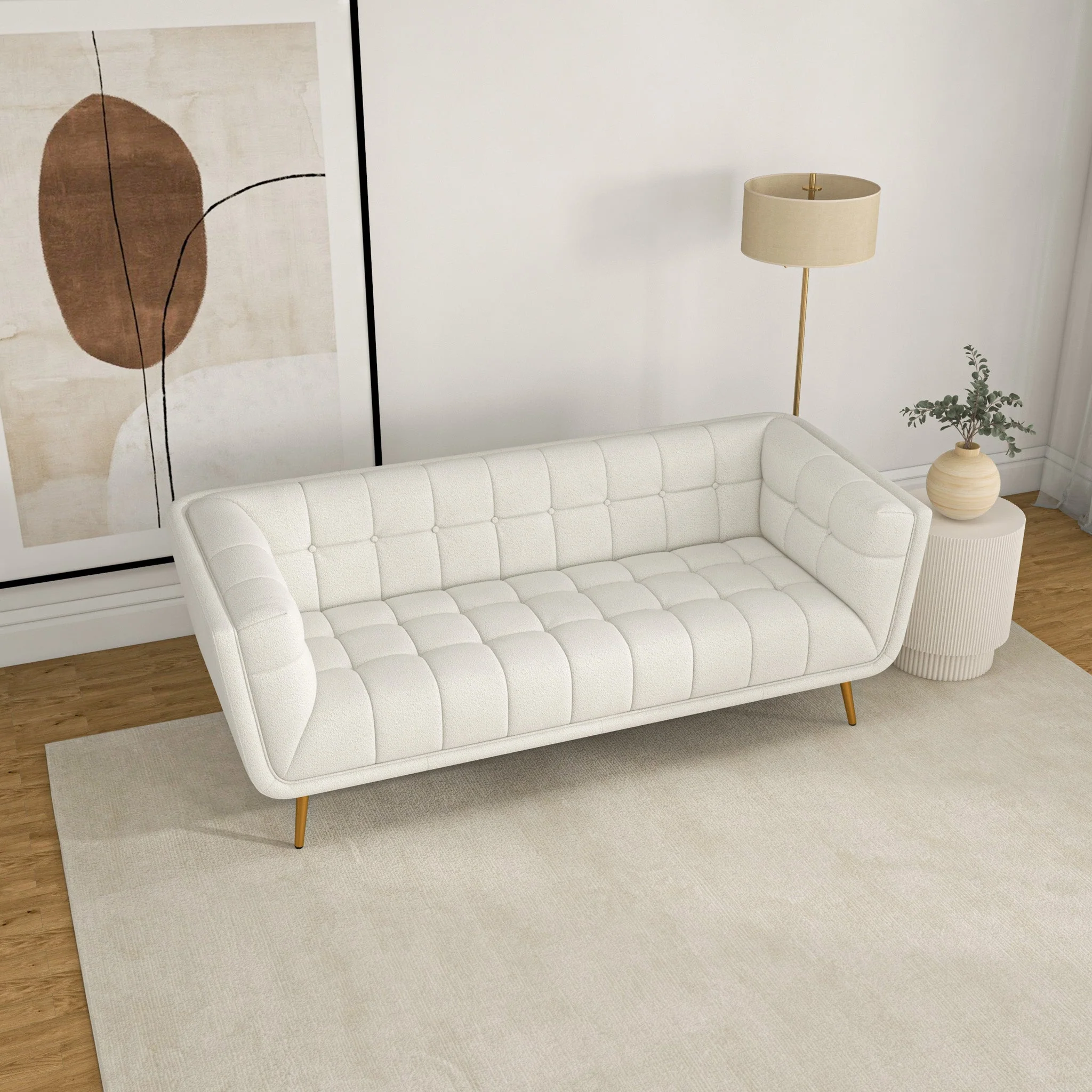 Addison Sofa (Large - Beige Boucle with Metal Feet) - Image 5