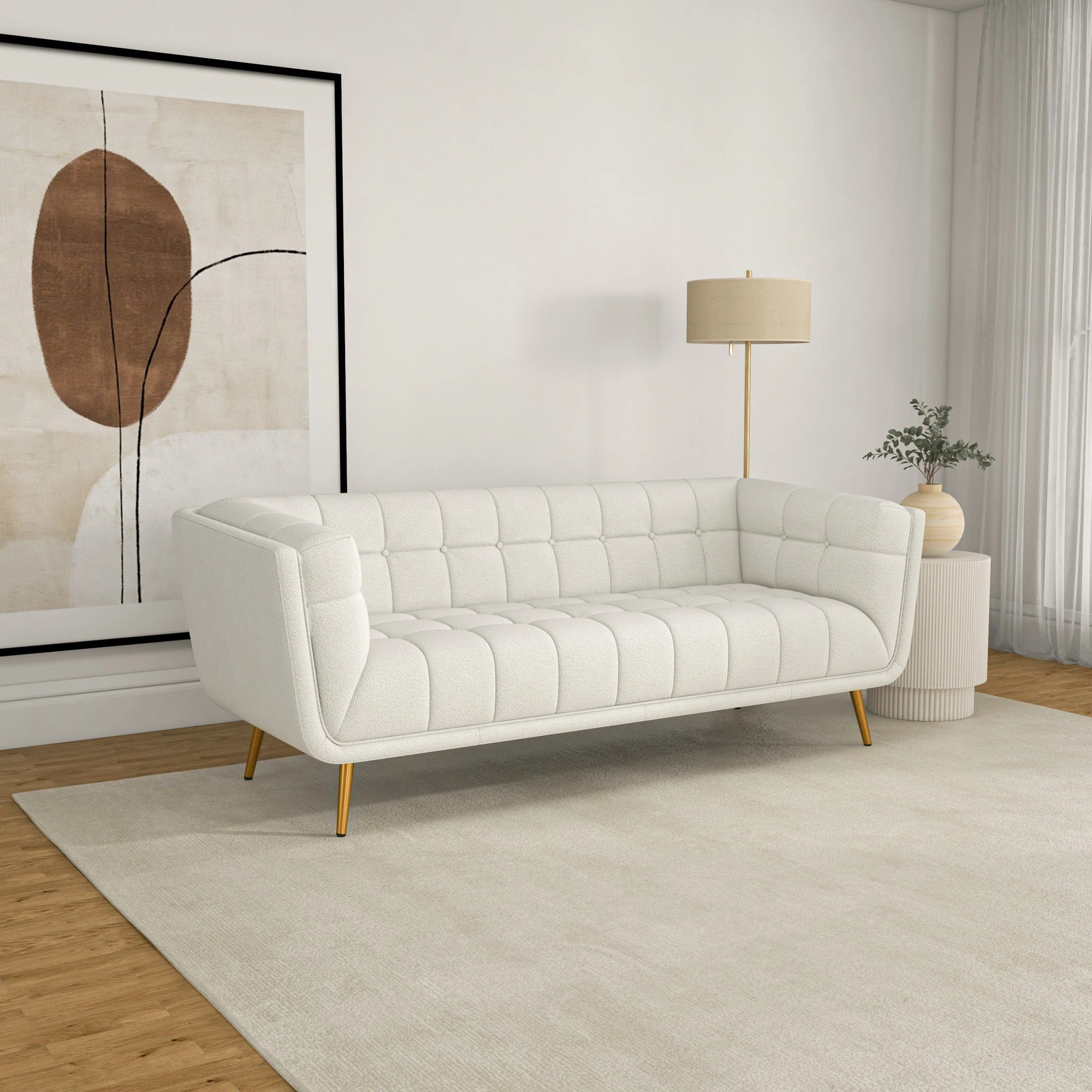 Addison Sofa (Large - Beige Boucle with Metal Feet) - Image 6
