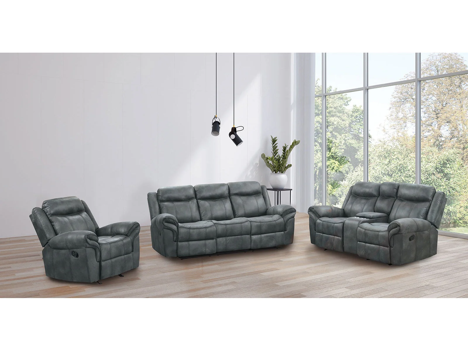 Agata Dark Gray Living Room Set / 3-piece