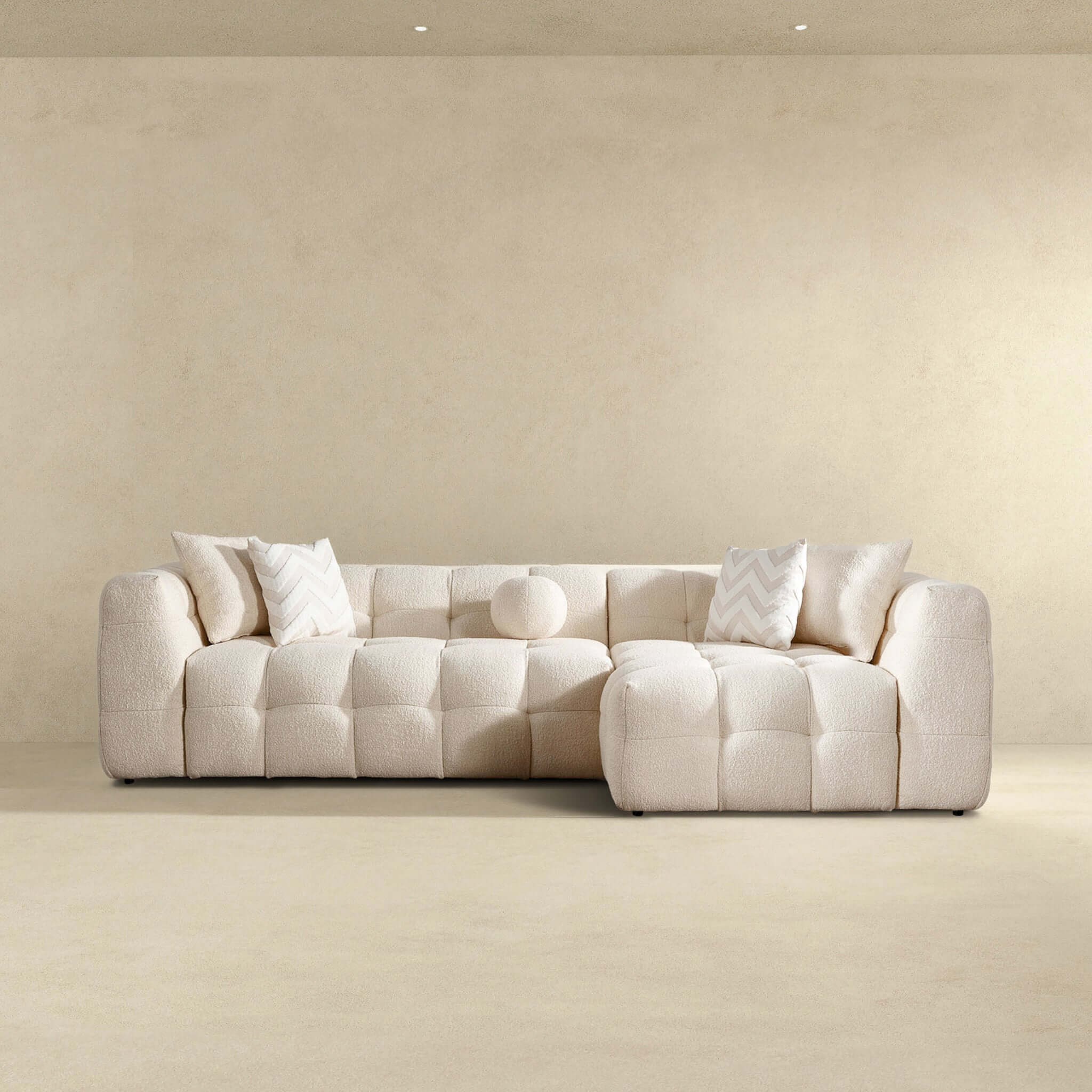 Alana Tufted Ivory Boucle Right Sectional Sofa - Image 4