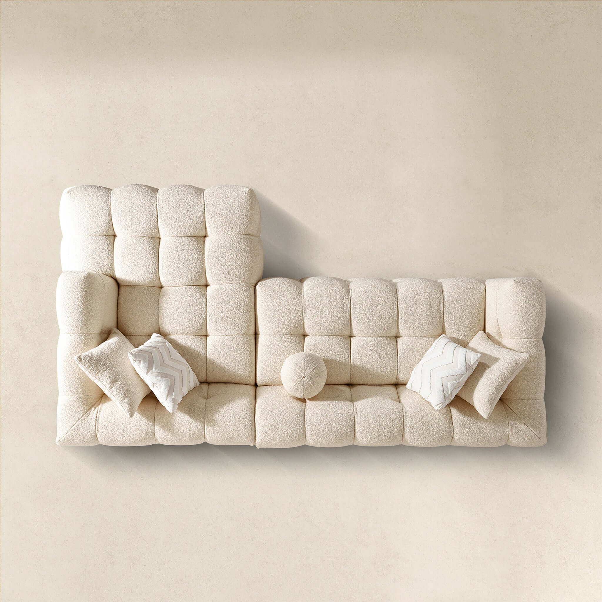 Alana Tufted Ivory Boucle Right Sectional Sofa - Image 6