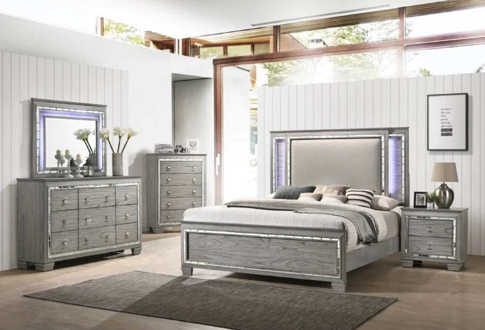Alanis Gray 4pc Cal. King Bedroom Set w/ LED Light Trim - Image 5