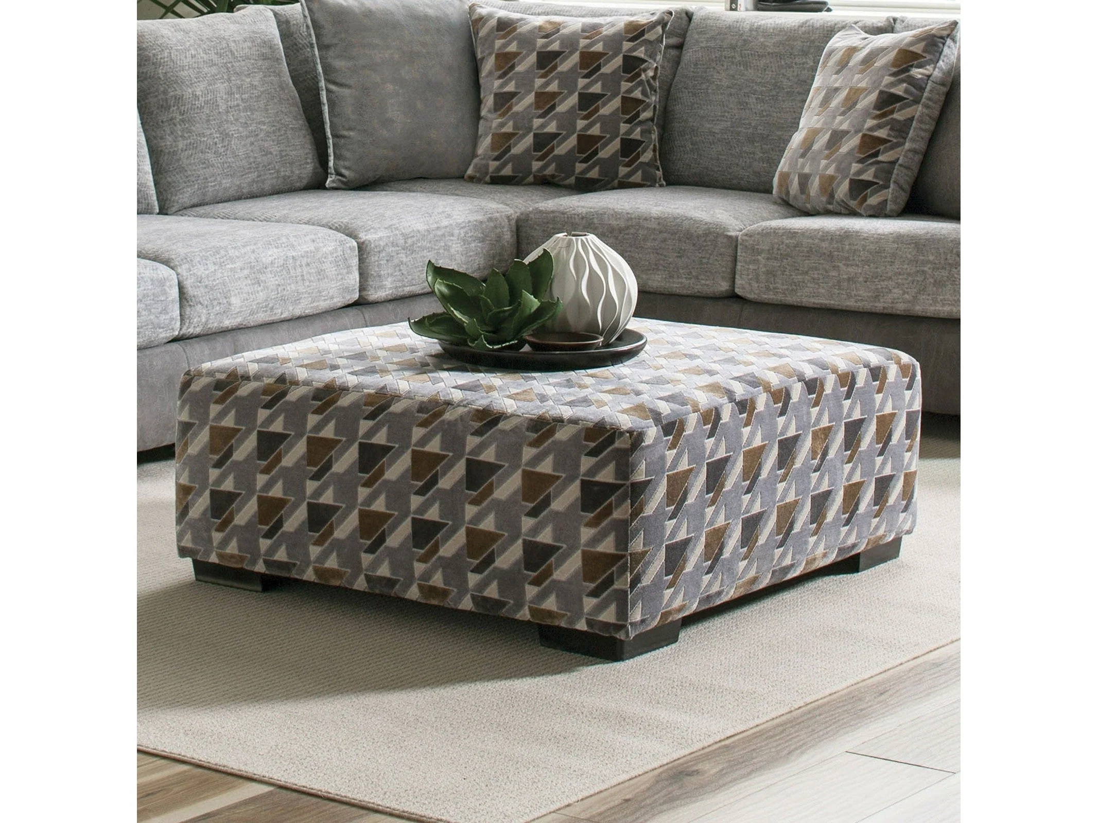 Alannah Light Gray/Gray/Brown Ottoman