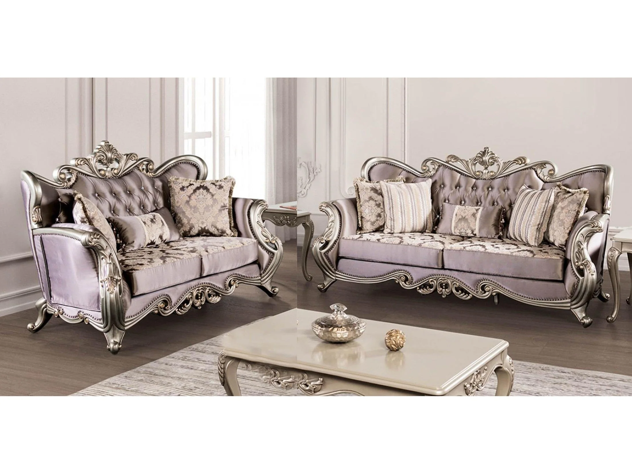 Albacete Champagne & Purple Velvet Sofa - Image 2