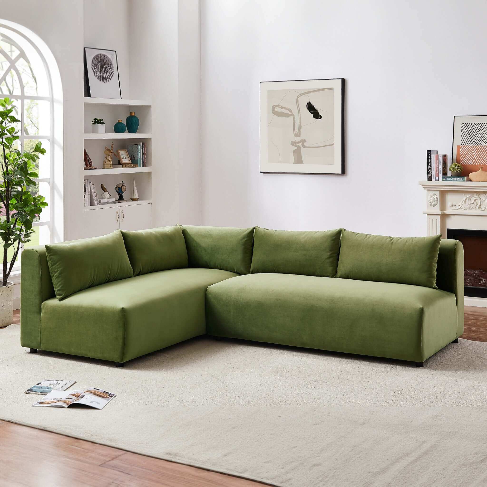 Aleny Green Velvet Modular Corner Sofa - Image 6