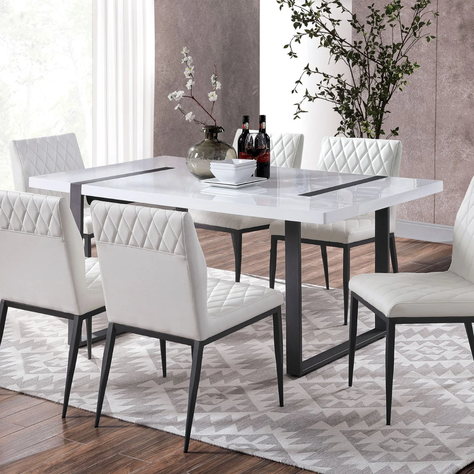 Alessia White/Black 7 Pc. Dining Set - Image 2