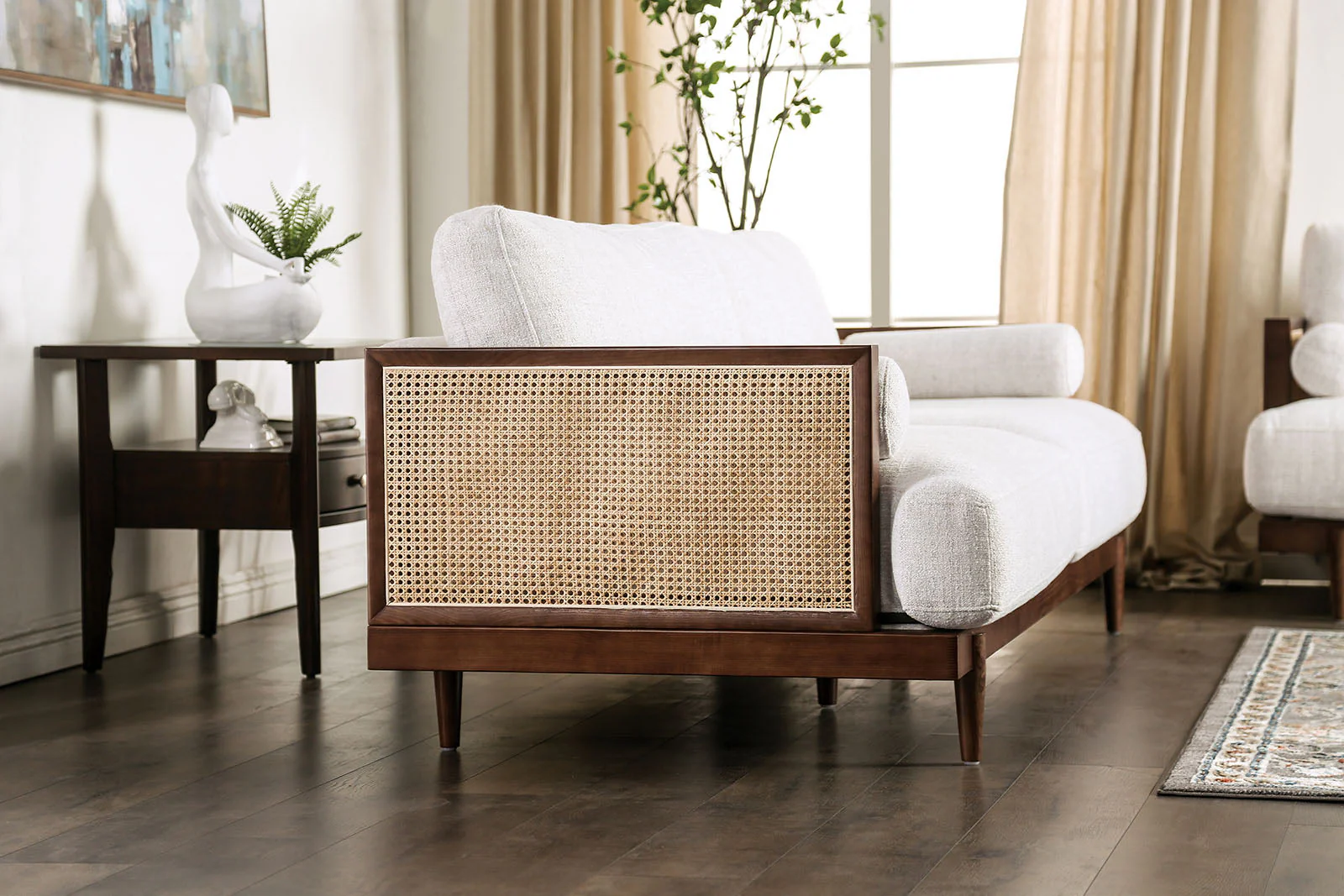 Alesund Beige/Walnut Sofa & Loveseat - Image 4