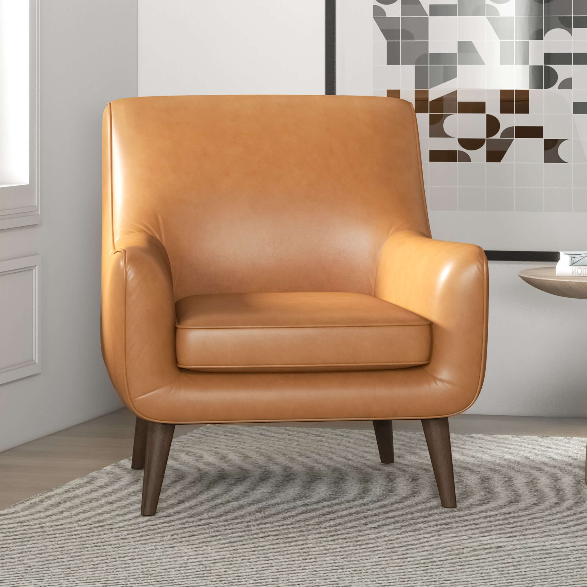 Alex Tan Leather Lounge Chair - Image 3