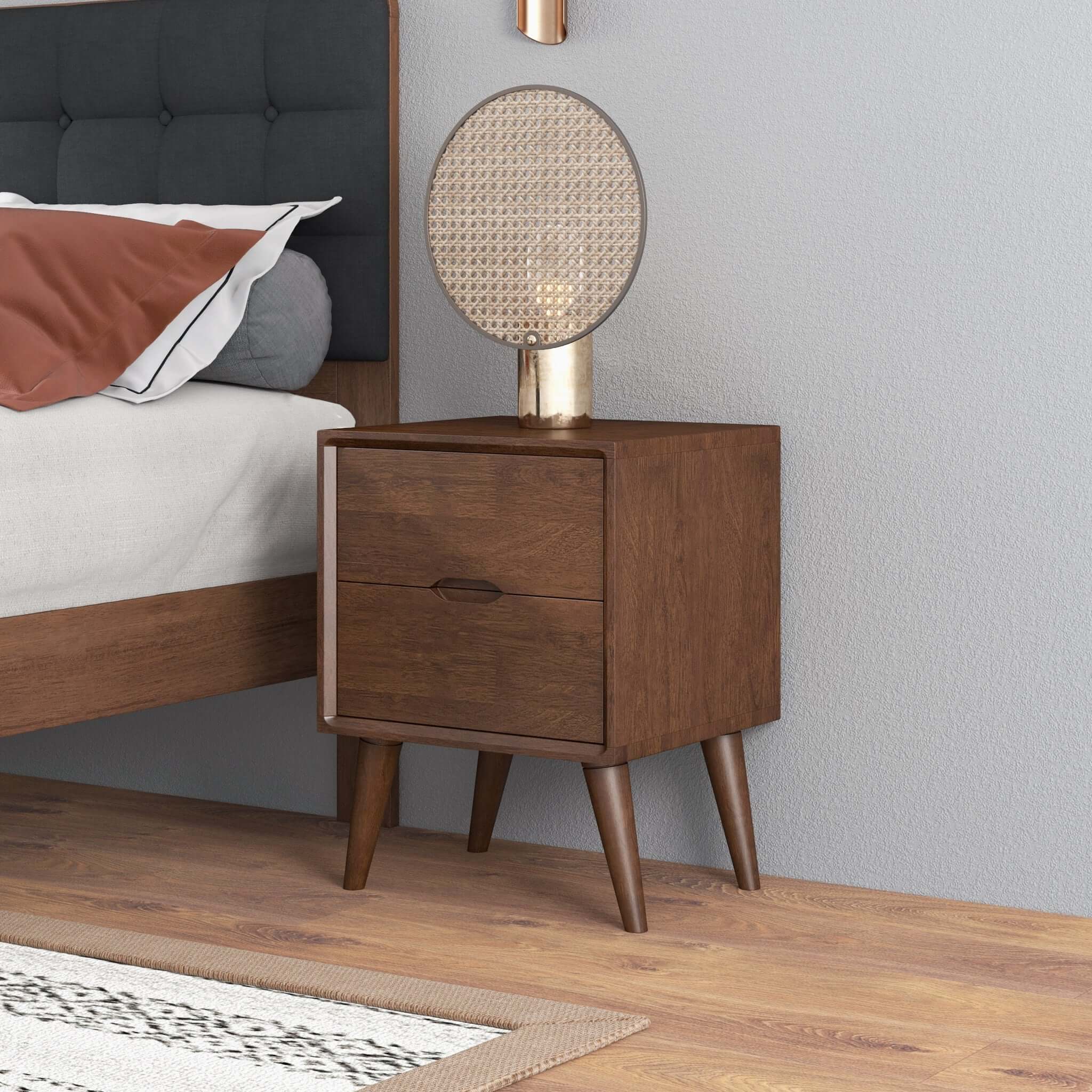Alexandra Brown Night Stand With 2 Drawers - Image 3