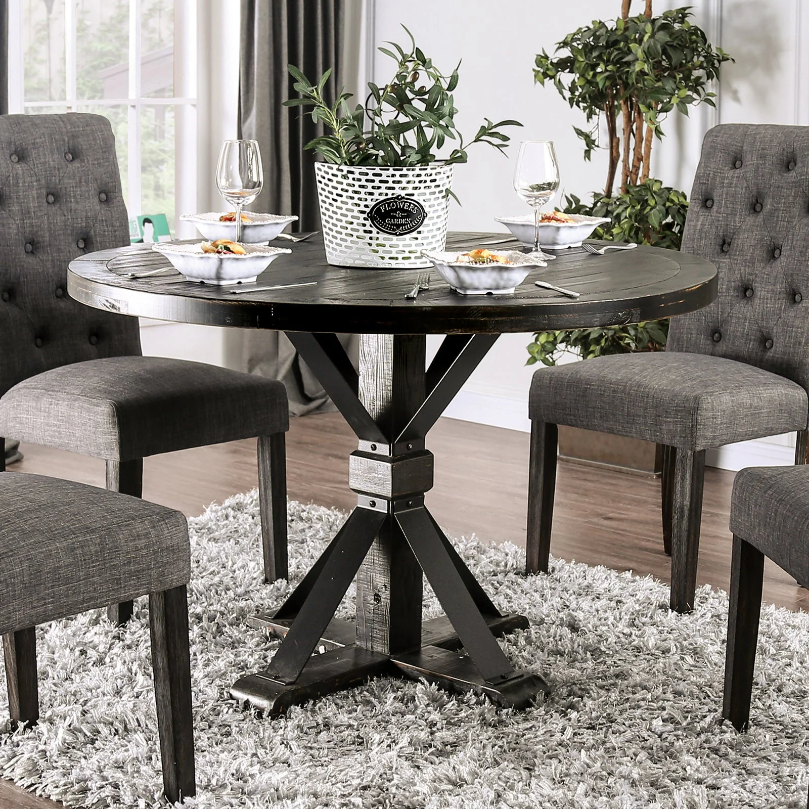 Alfred Antique Black/Ivory 5 Pc. Round Dining Room Set - Image 2