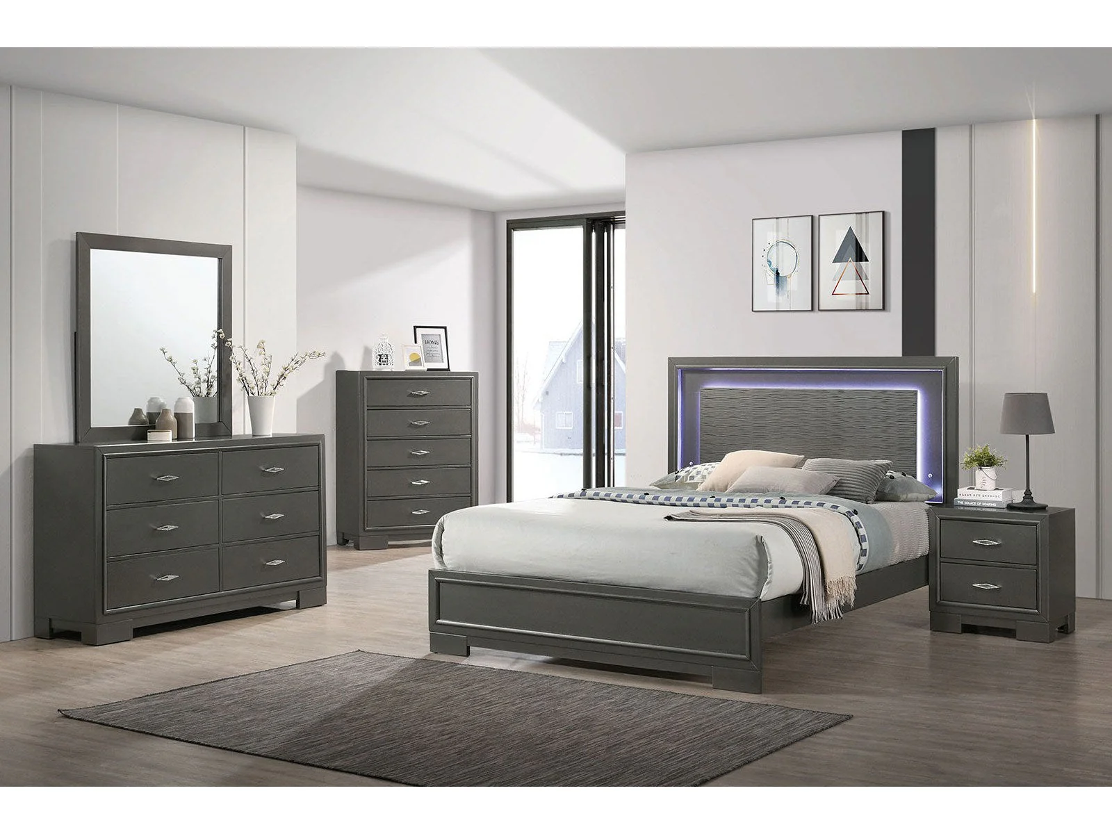 Alison Dark Walnut 5 Pc. Queen Bedroom Set w/ Chest