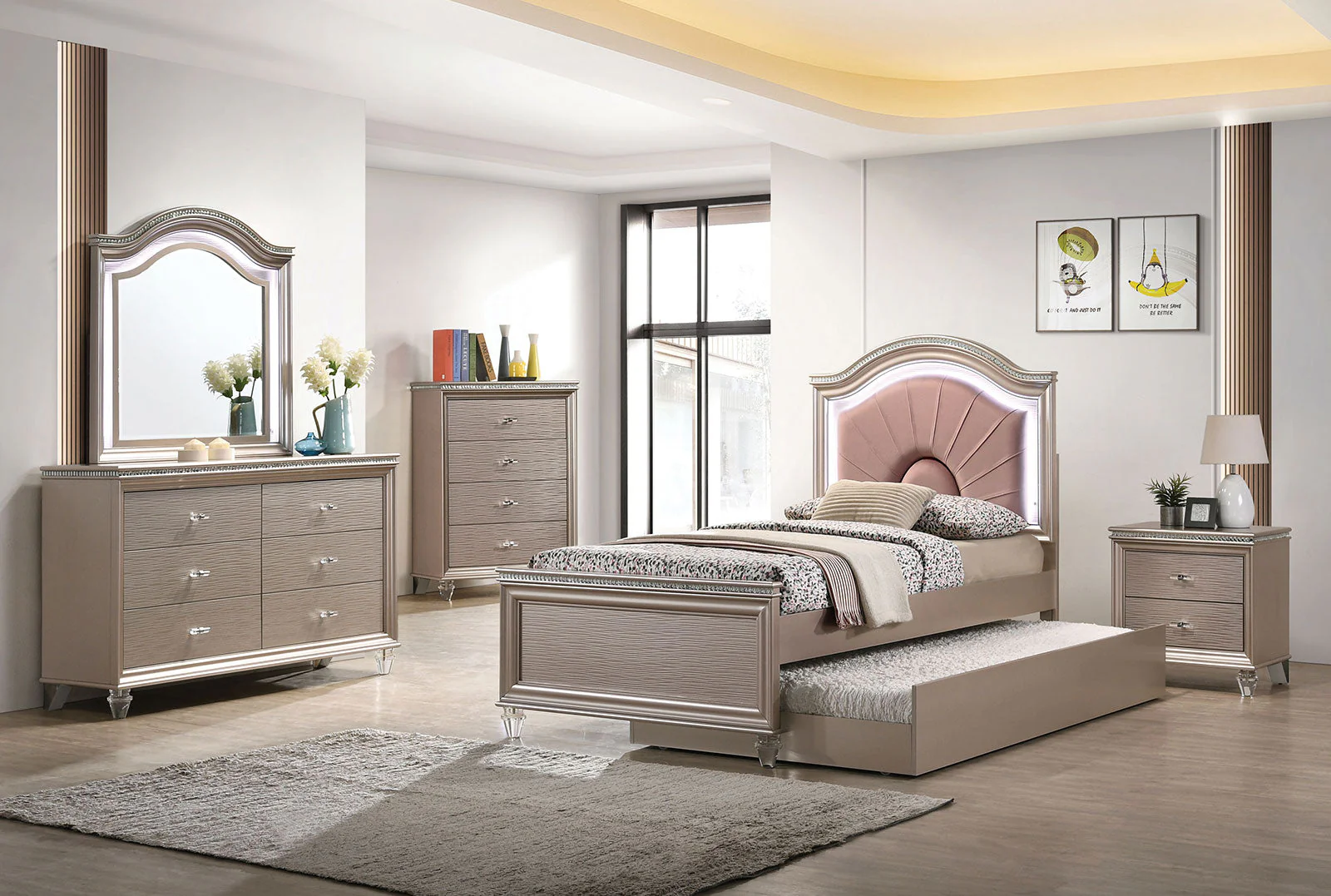 Allie Rose Gold 4 Pc. Full Bedroom Set - Image 2