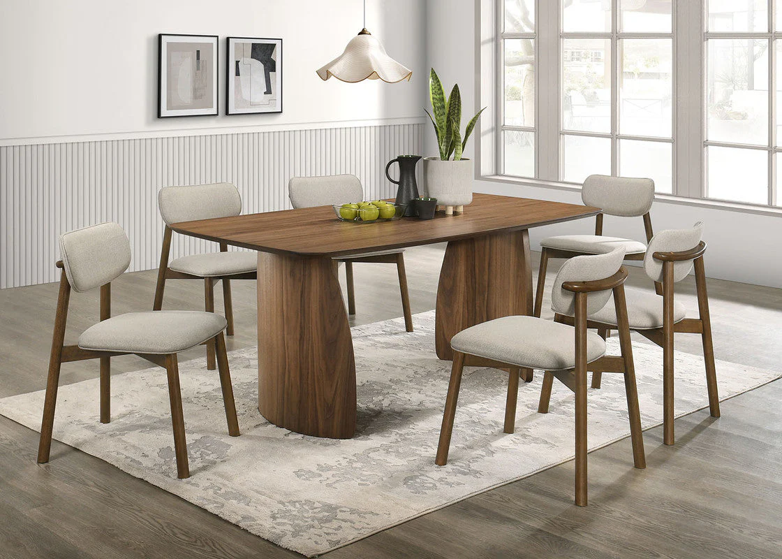 Alnwick Walnut/Beige 7 Pc. Dining Table Set - Image 2