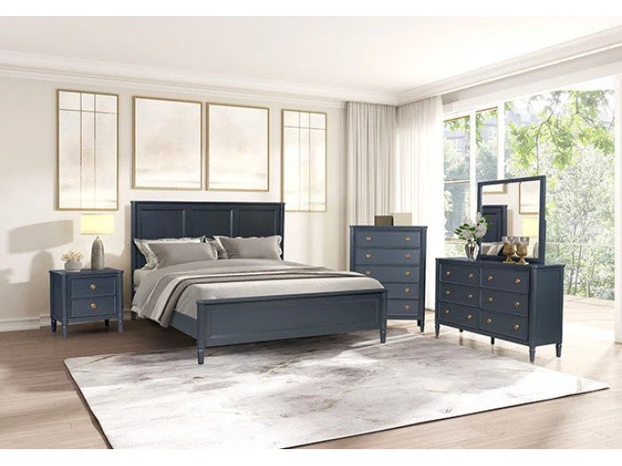 Altamira Malta Blue Queen 5 Piece Bedroom Set w/Chest