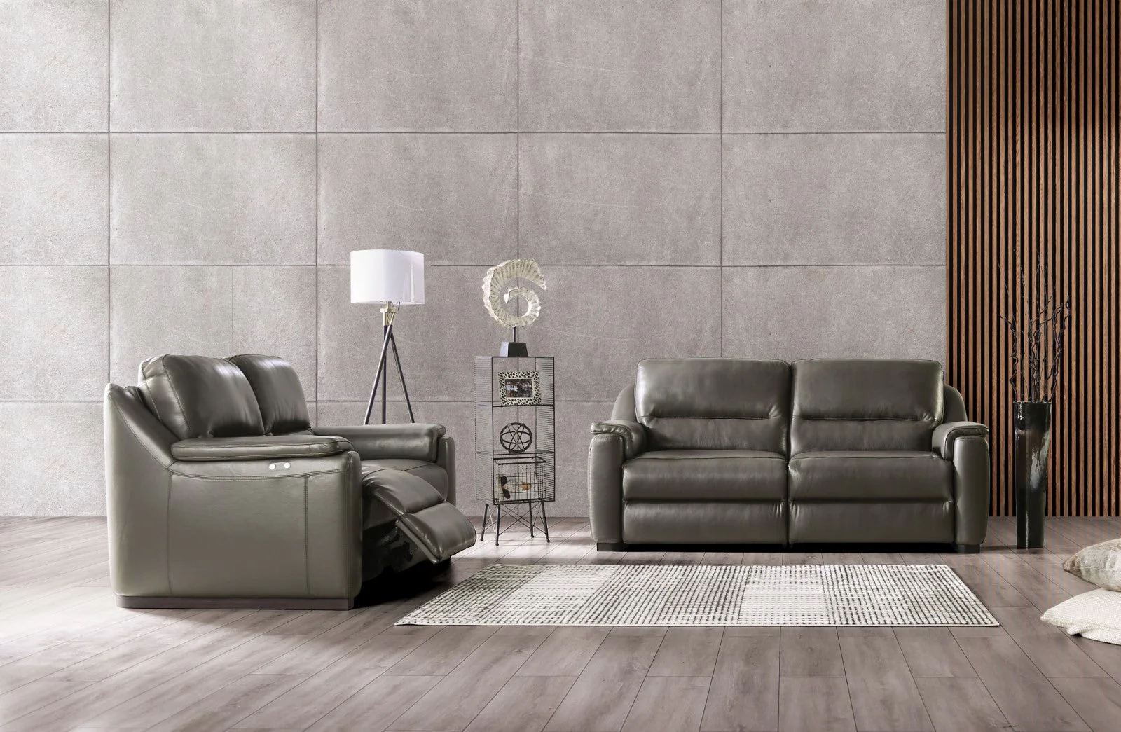 Altamura Gray Real Italian Leather Power Reclining Sofa - Image 4