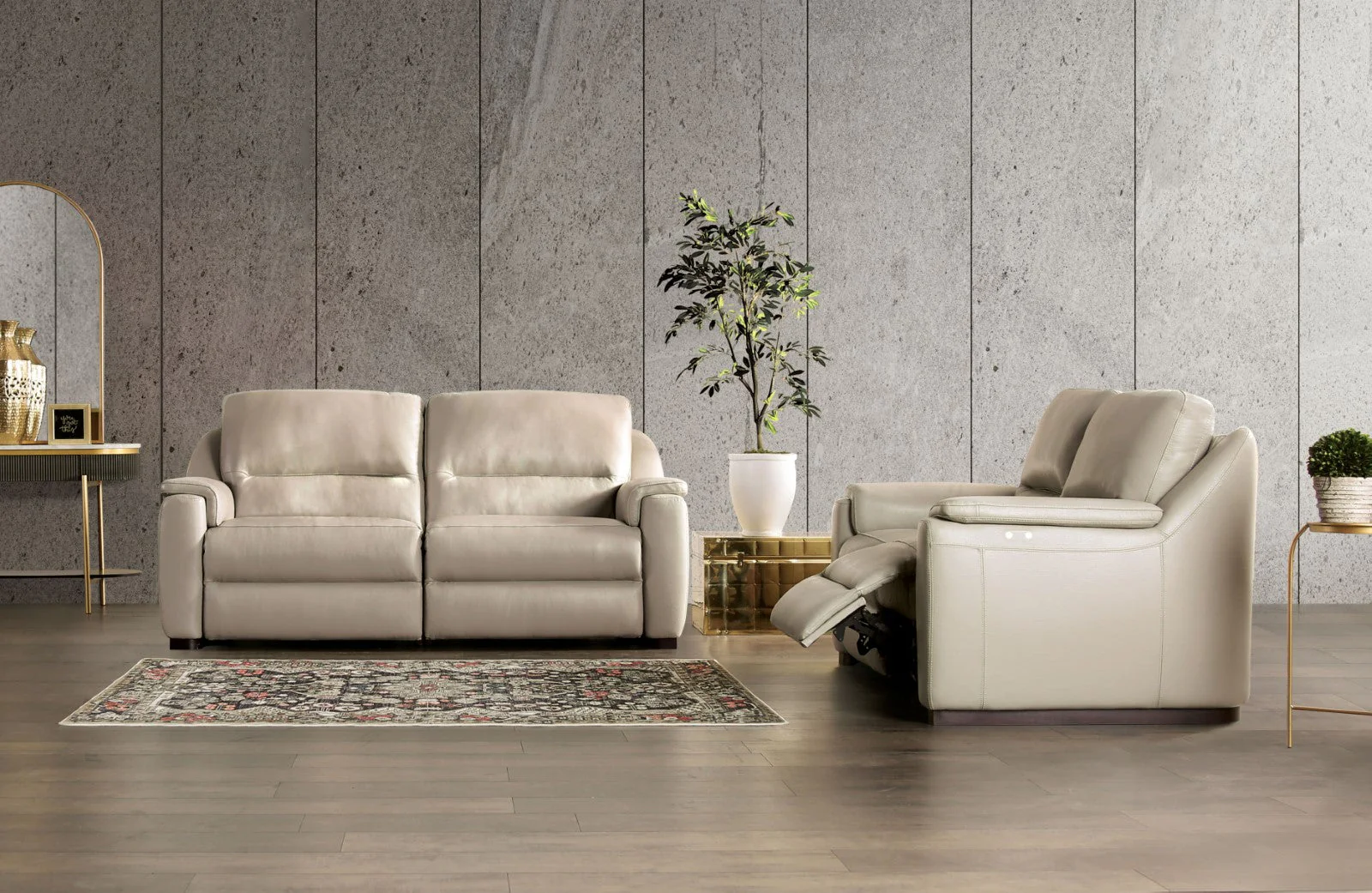 Altamura Taupe Real Italian Leather Power Reclining Sofa - Image 5