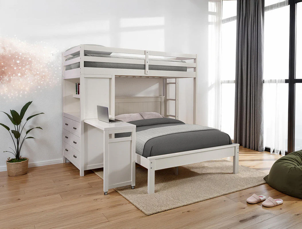 Aludra White Loft Bed w/ Full Bed - Image 2