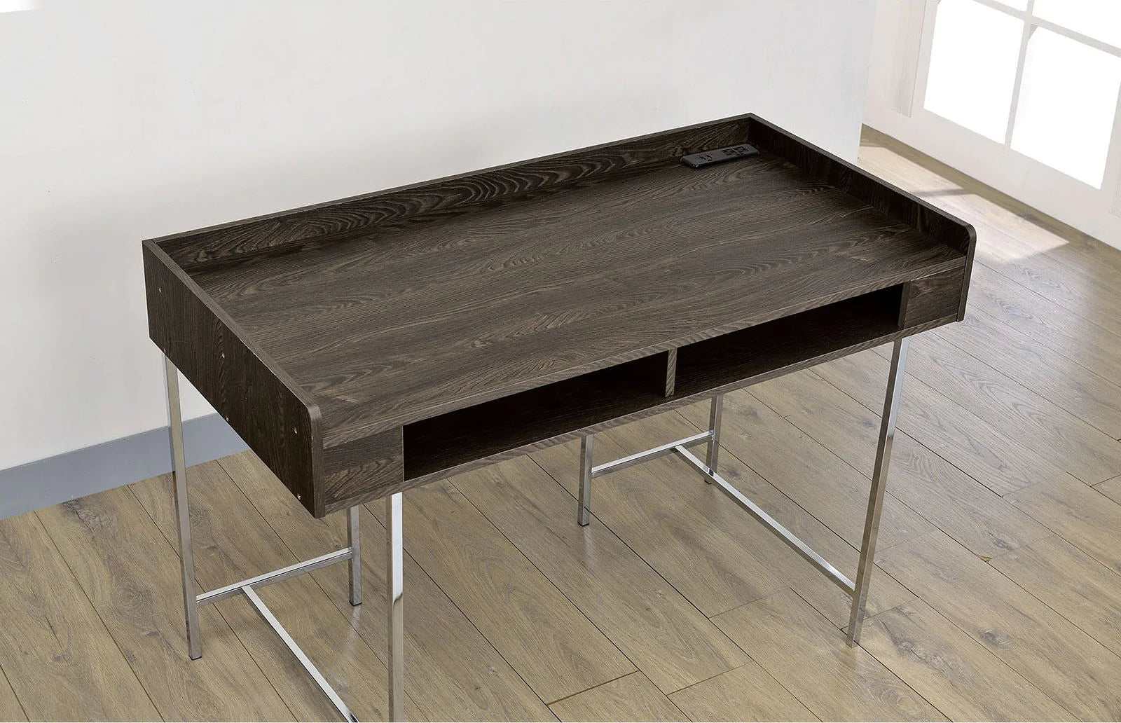 Alvin Brown & Chrome Desk - Image 2