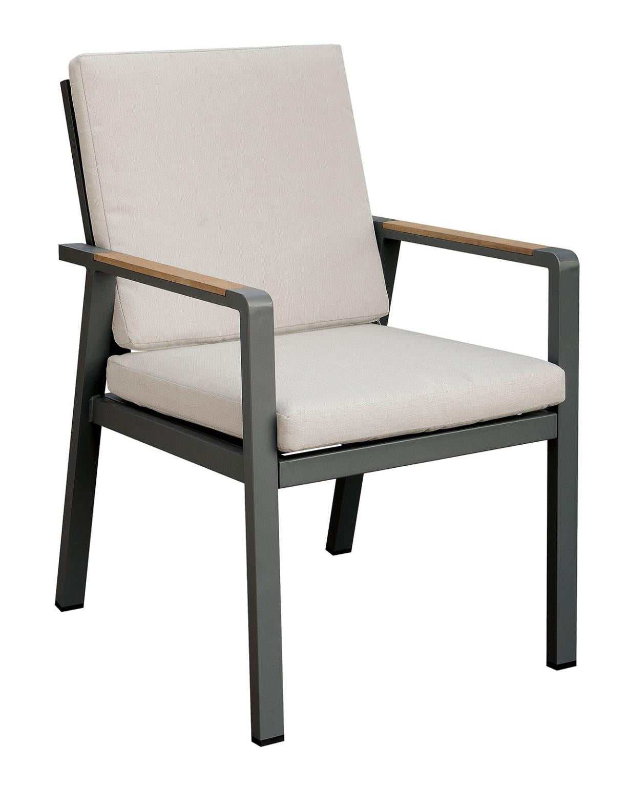 Alycia Beige & Gray Patio Arm Chairs (Set of 6) - Image 2