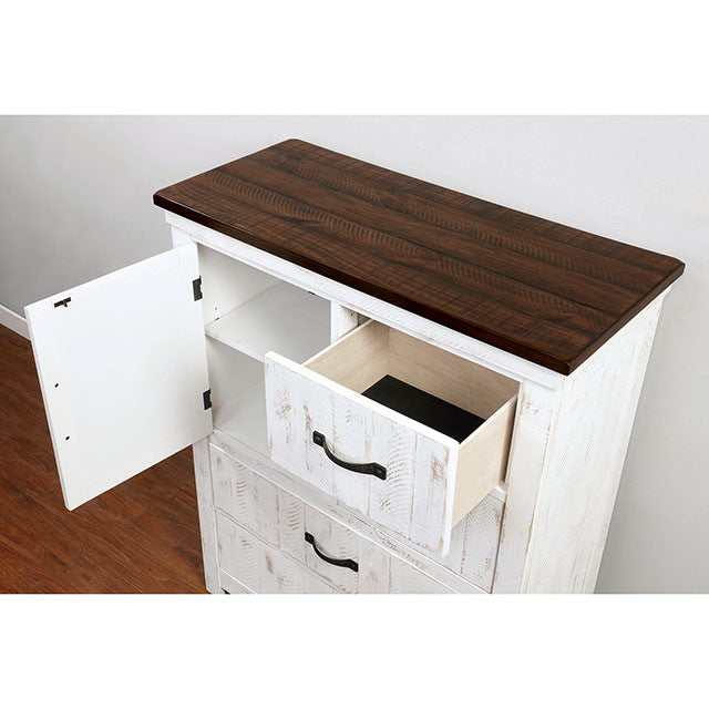 Alyson Distressed White/Walnut Chest - Image 2