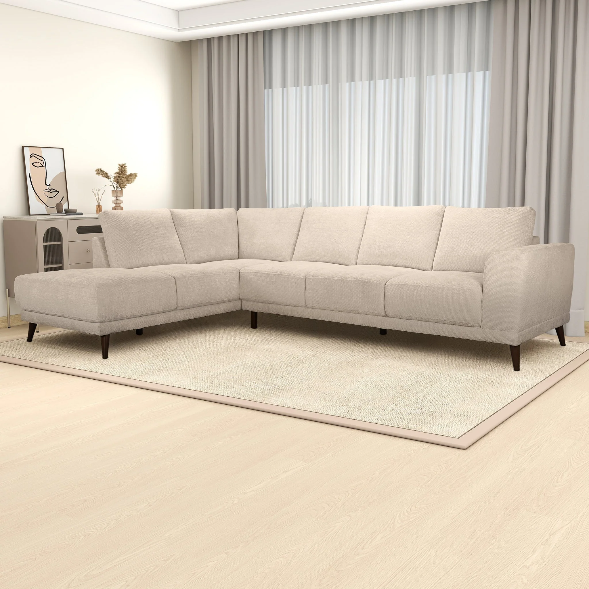 Amara Left Sectional Cream Fabric Sofa - Image 2