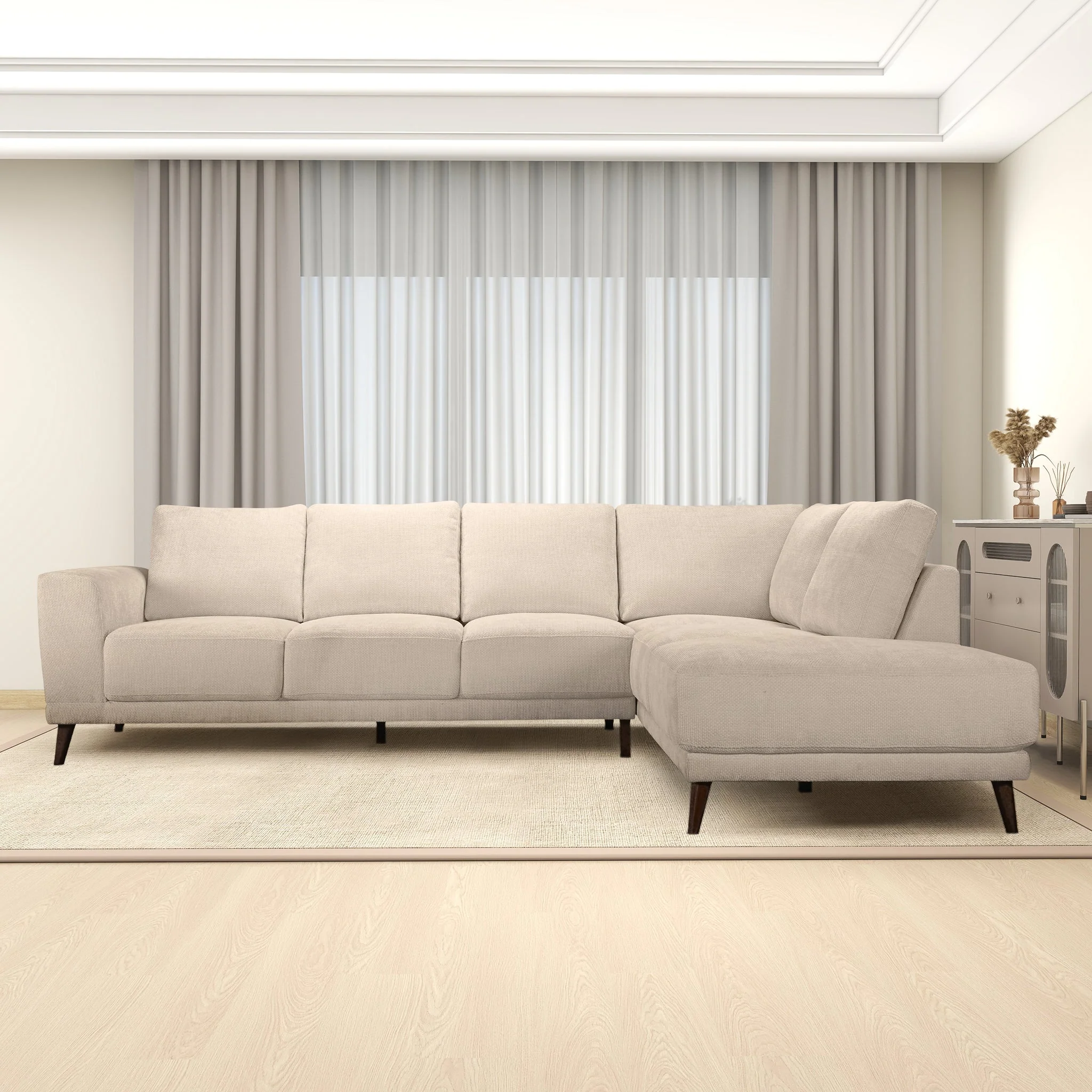 Amara Right Sectional Cream Fabric Sofa - Image 2
