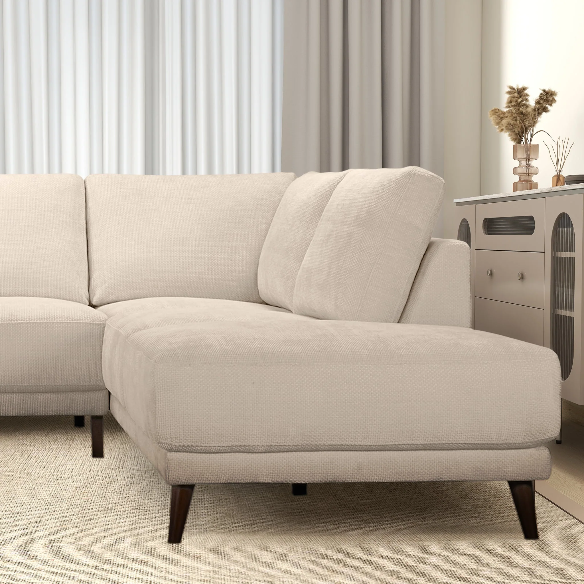 Amara Right Sectional Cream Fabric Sofa - Image 4