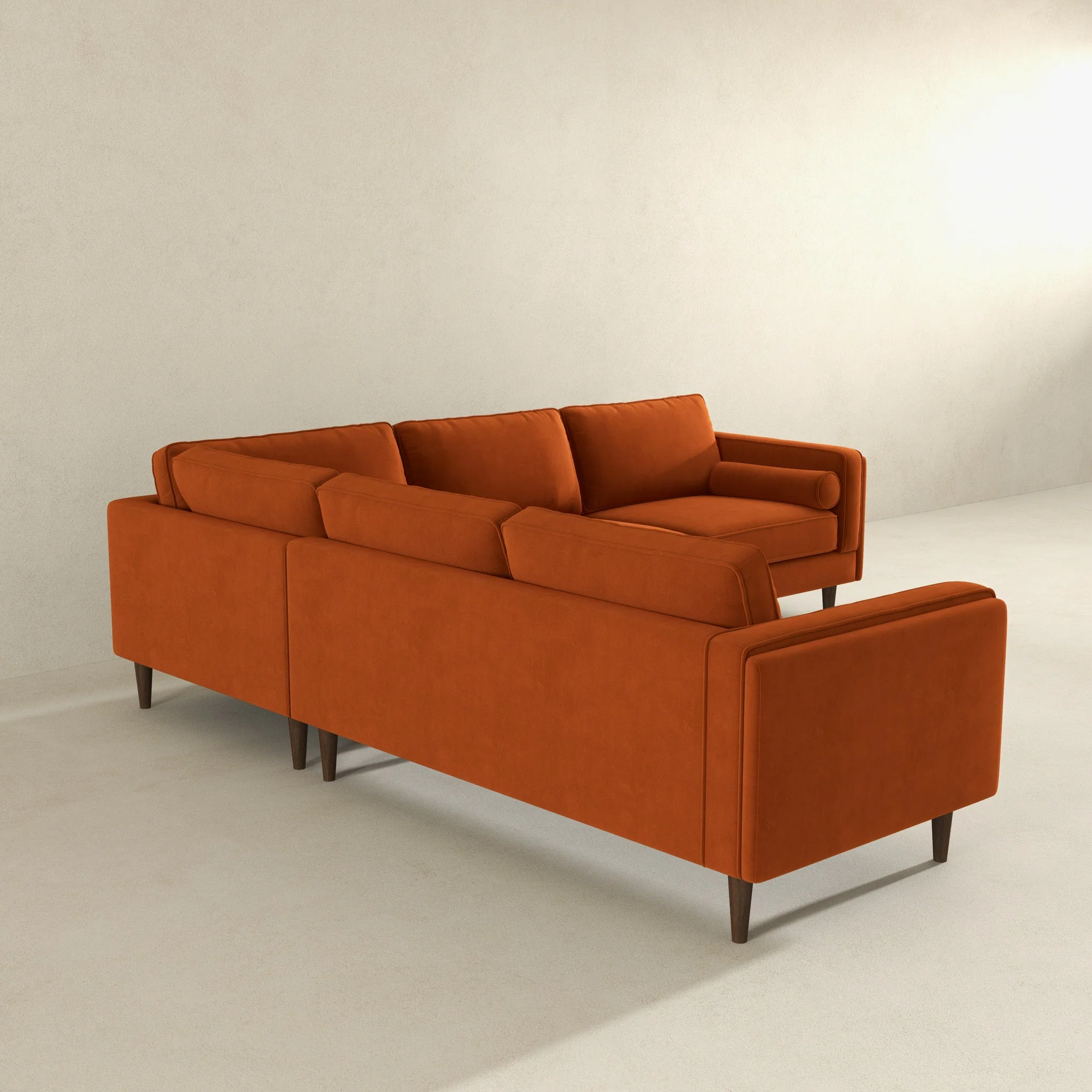 Amber Burnt Orange Corner Sectional Sofa - Image 3