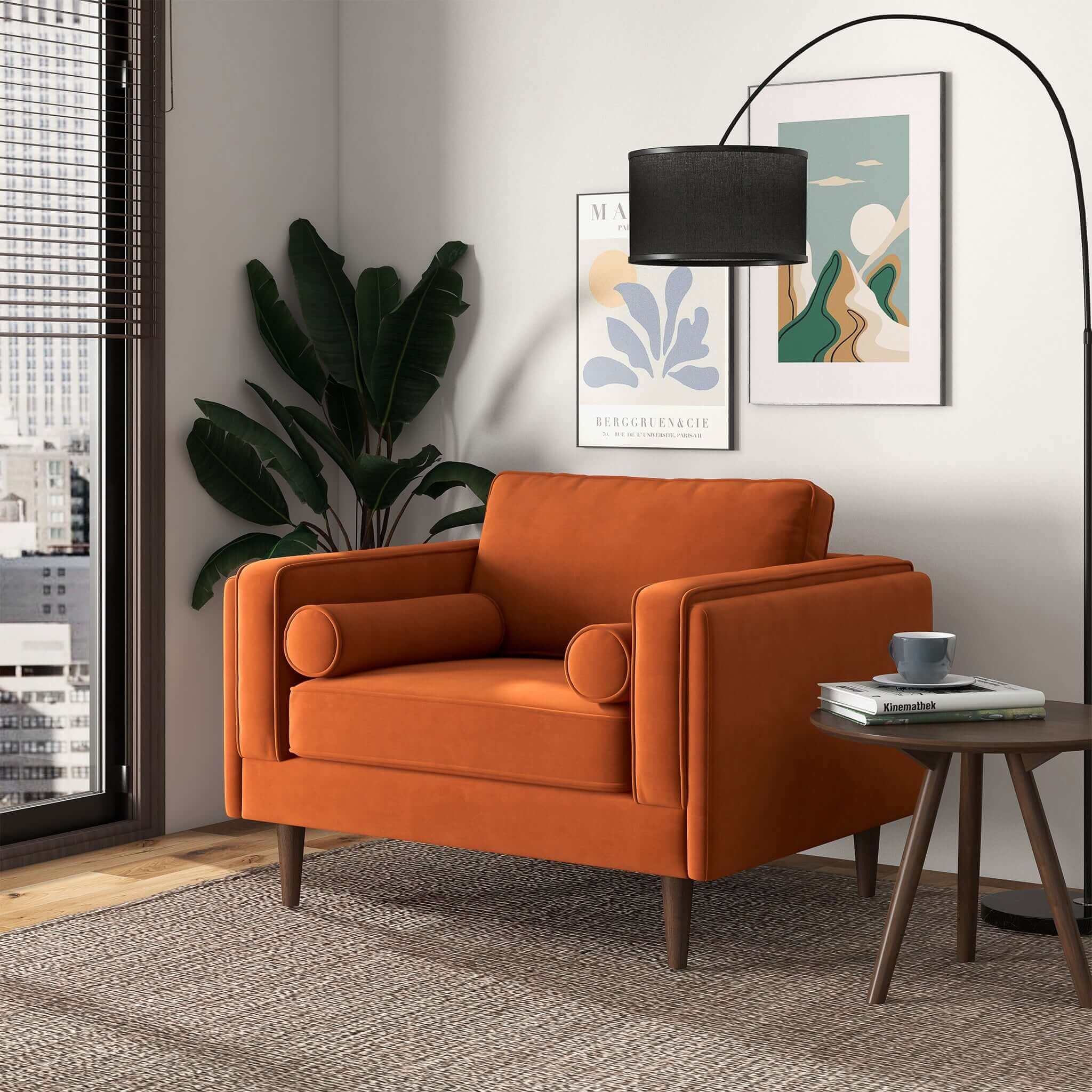 Amber Burnt Orange Velvet Lounge Chair - Image 2