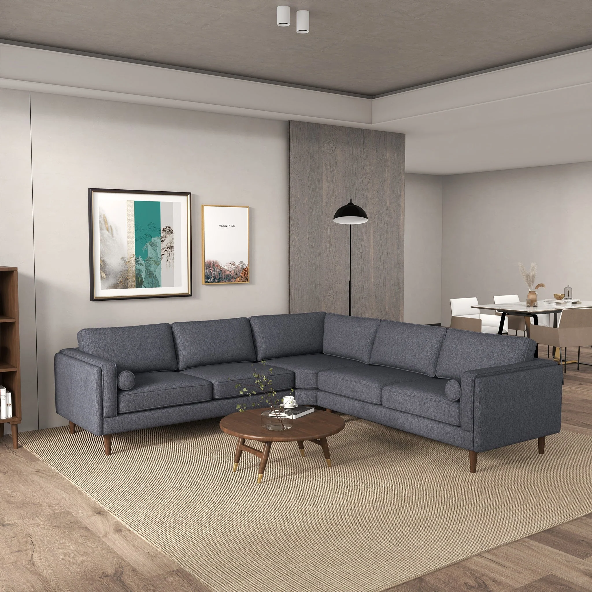 Amber Grey Fabric Sectional Corner Sofa - Image 2