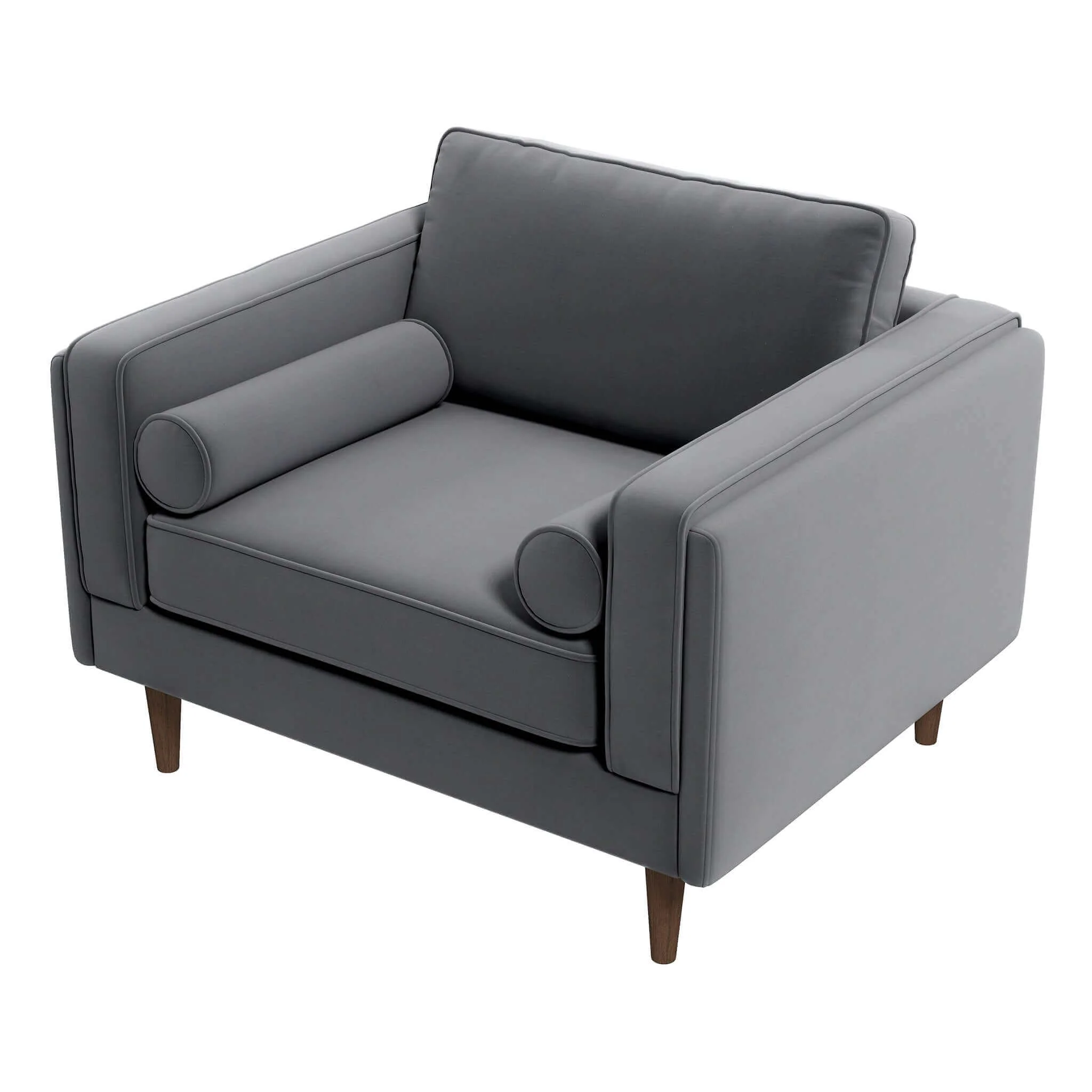 Amber Grey Velvet Lounge Chair - Image 7