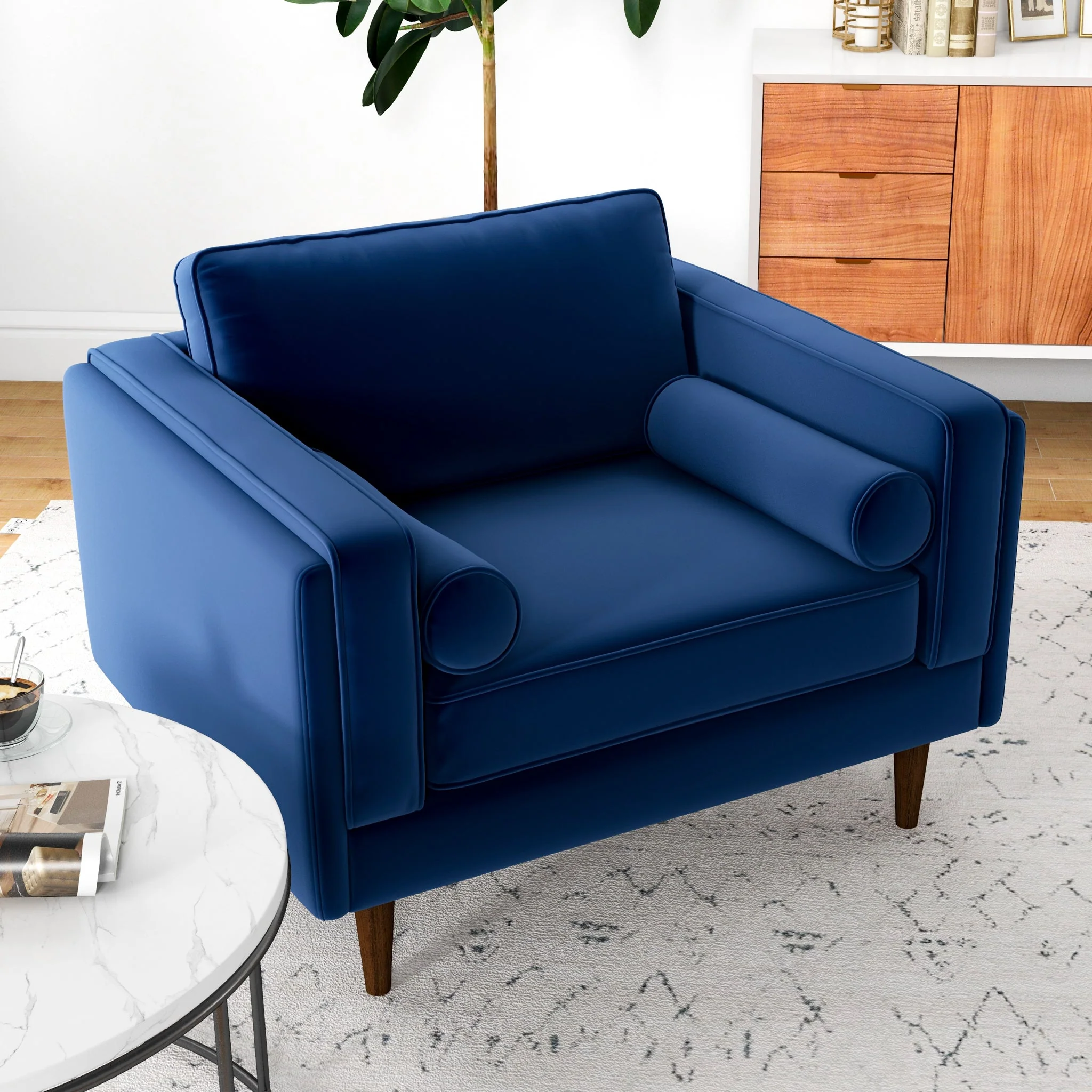 Amber Lounge Chair (Navy Blue Velvet) - Image 4