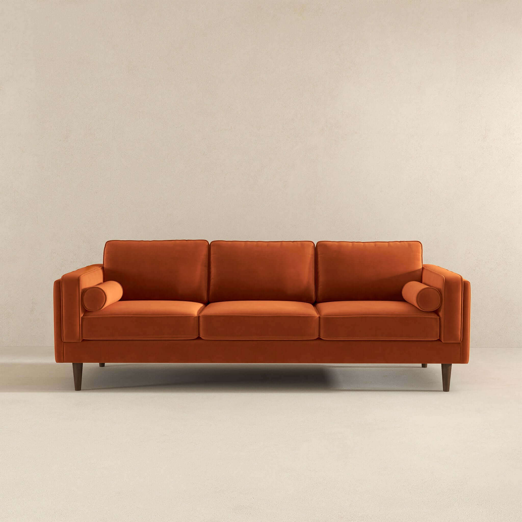 Amber Mid Century Modern Burnt Orange Luxury Modern Velvet Sofa - Image 2