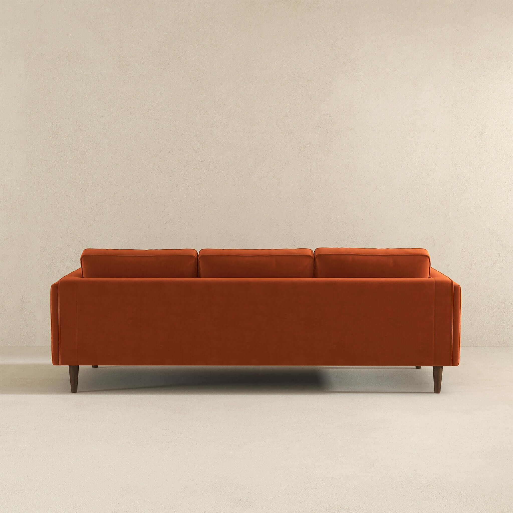 Amber Mid Century Modern Burnt Orange Luxury Modern Velvet Sofa - Image 5